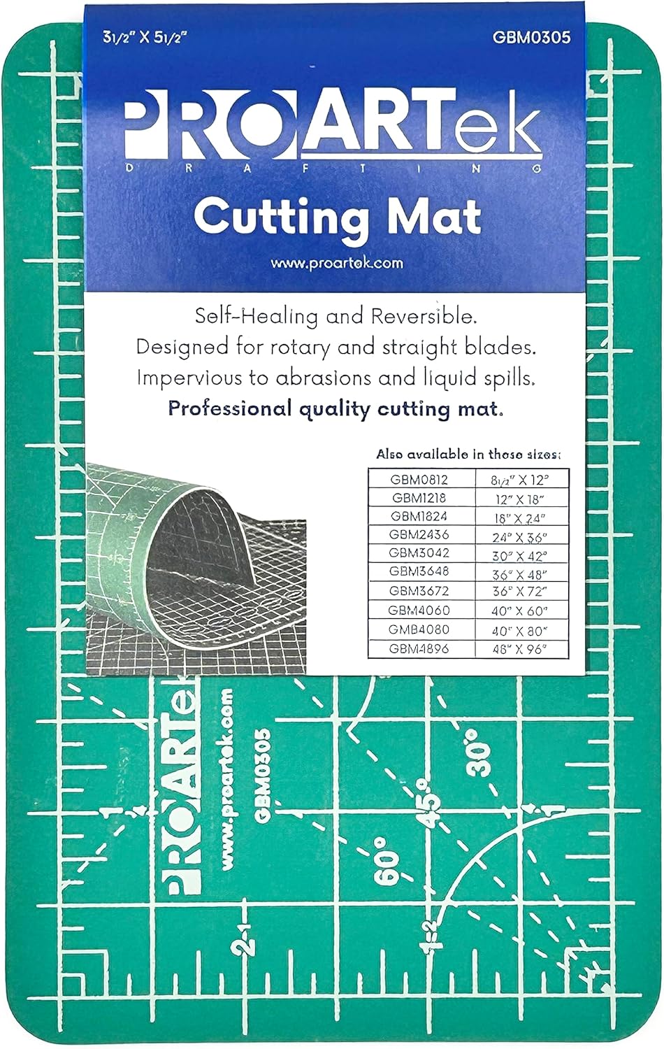 PK00004 Model GBM0305 Series 3.5" x 5.5" Professional Cutting Mat; Double-Sided Green/Black; Self-Healing; For Graphic Arts, Hobbies, Sewing, Scrapbooking, and other Cutting Projects