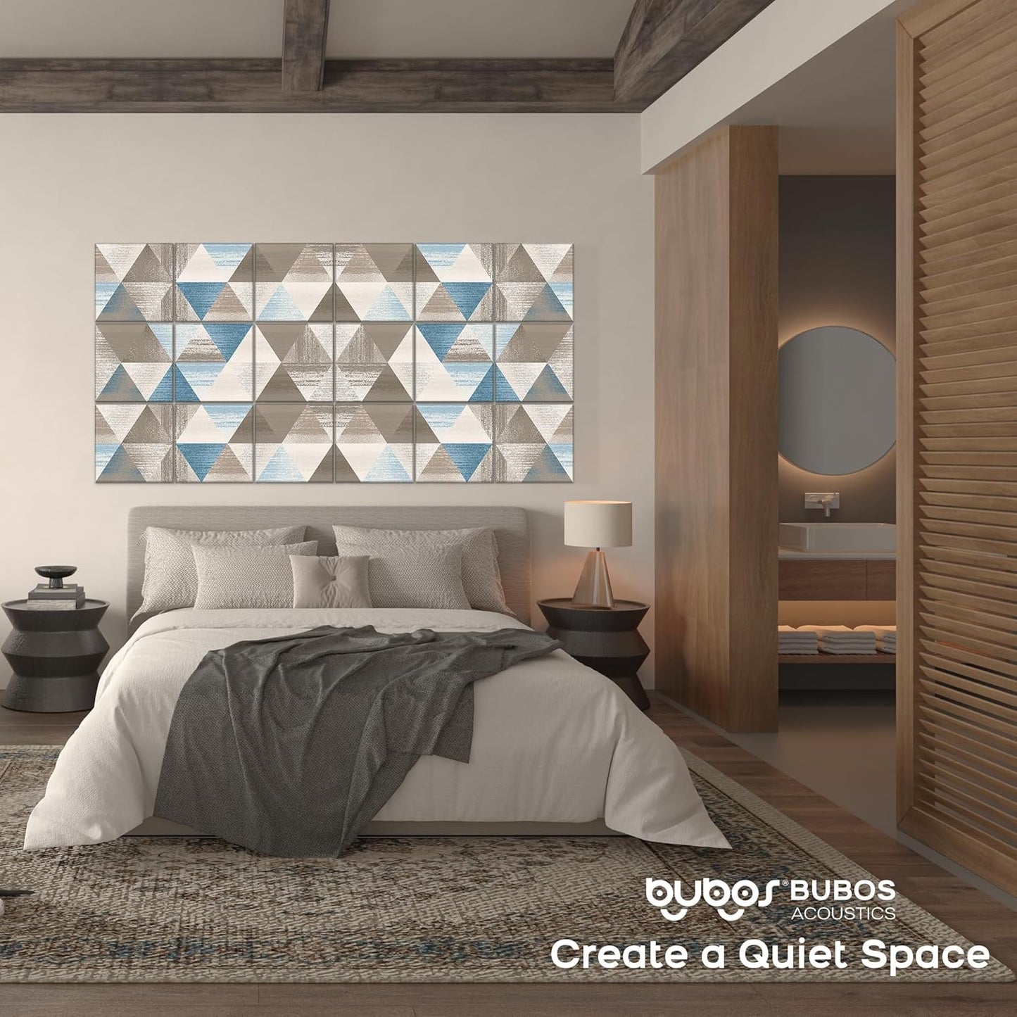 BUBOS 18 Pack Art Acoustic Panels Soundproof Wall Panel,11.8X11.8 Inches Sound Absorbing Panel,Self-adhesive Decorative Acoustical Wall Panels, Acoustic Treatment for Home Office（Infinite Loop）