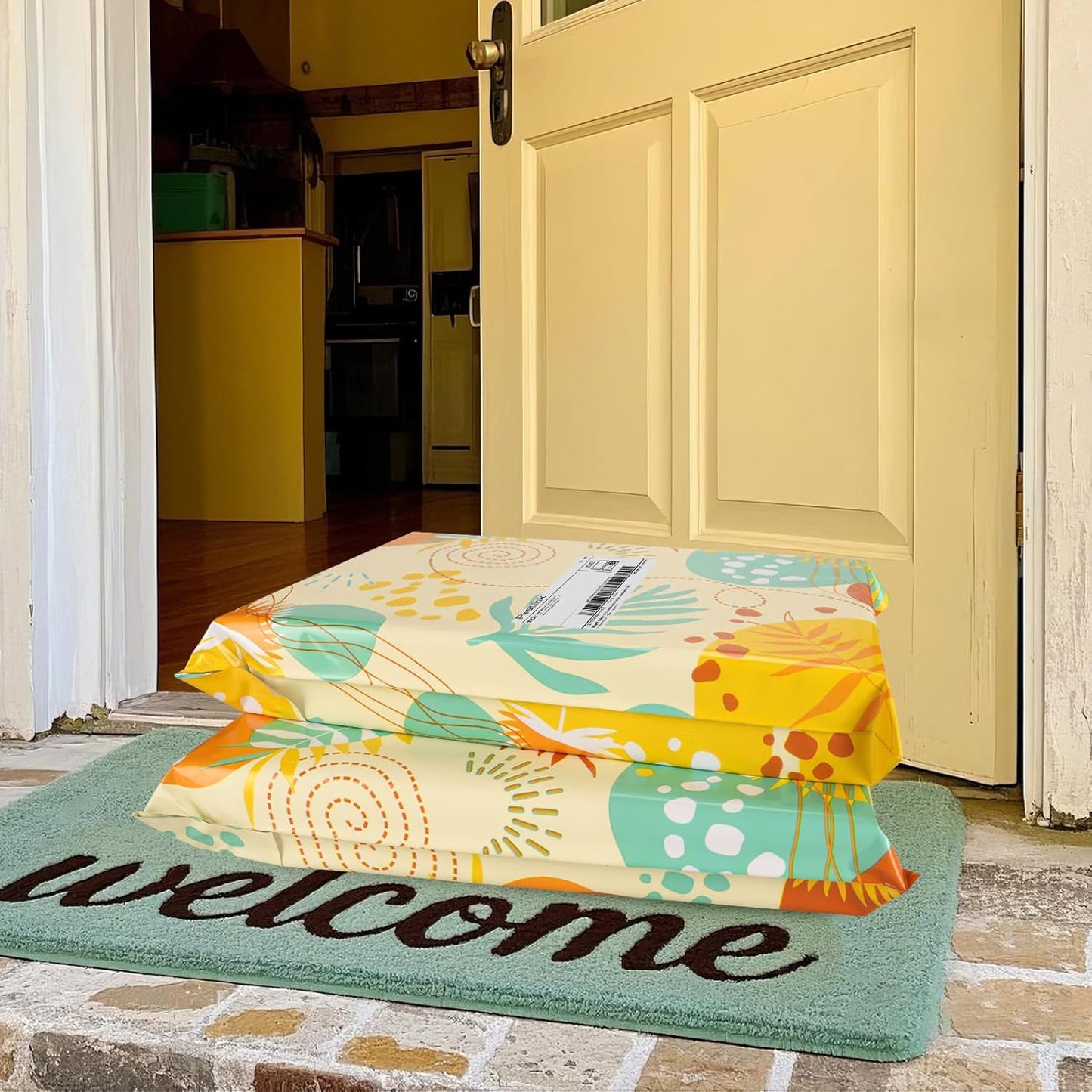 Colorful Leaves Poly Mailer 10x13 Inch 25 Pcs, Waterproof Shipping Bags for Clothing, Tear-Resistant Mailier Bags, Strong Mailing Bags with Self-Seal