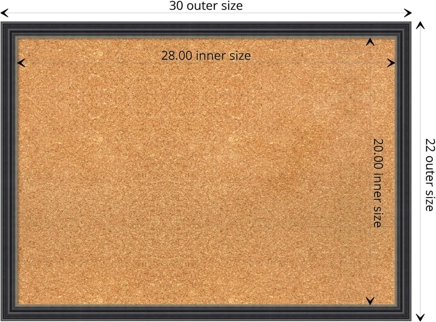 Amanti Art Natural Cork Board for Wall, 22x30 Vision Board with Black Wood Frame, Medium Corkboard Office Decor for Home Organization, Traditional Corkboard Pinboard to display items for home