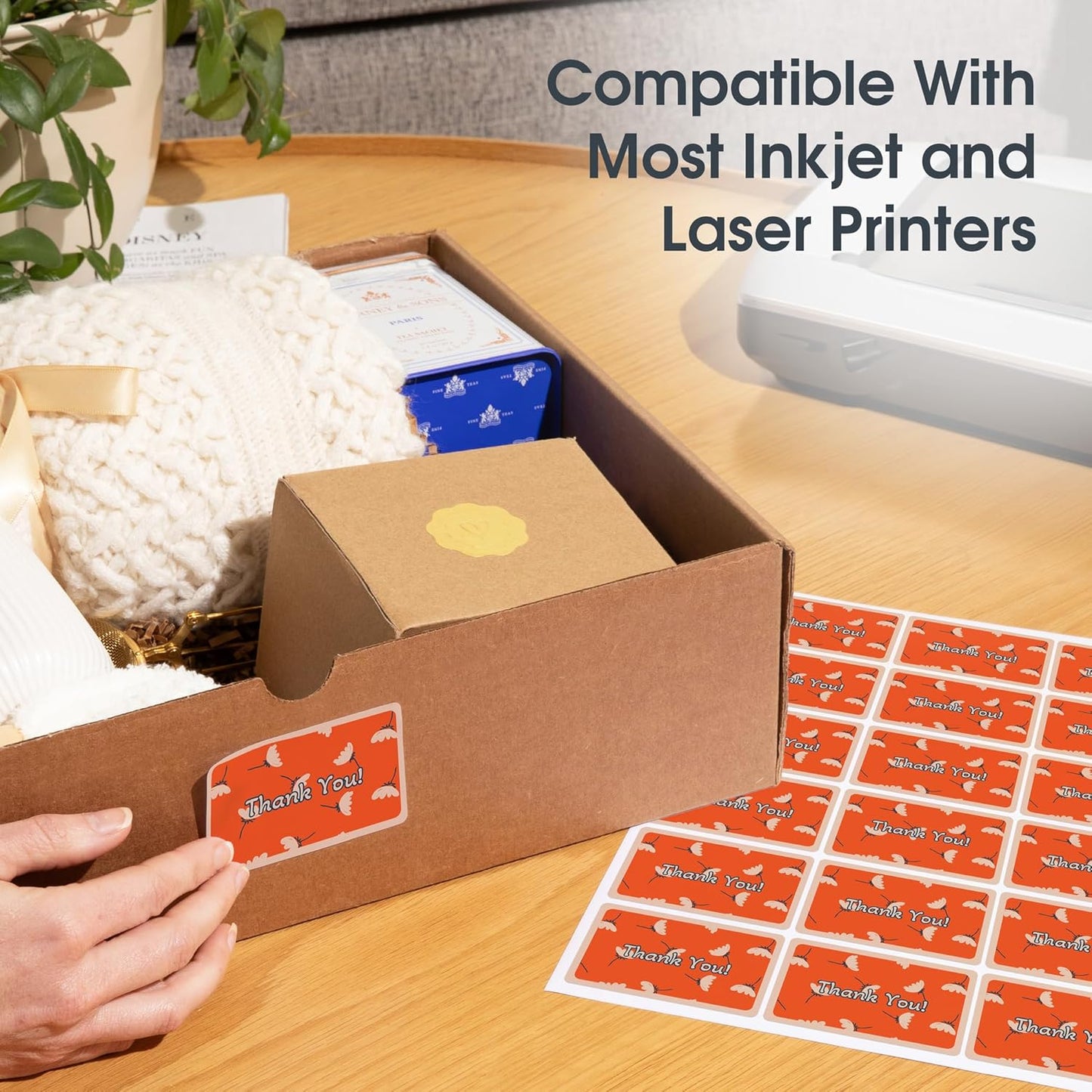 4" X 2 1/2" Printable Shipping Address Labels Compatible with Inkjet and Laser Printers - 30 Sheets, 240 Total Matte White Paper Stickers for Mailing Packages and Envelopes - Spartan Industrial