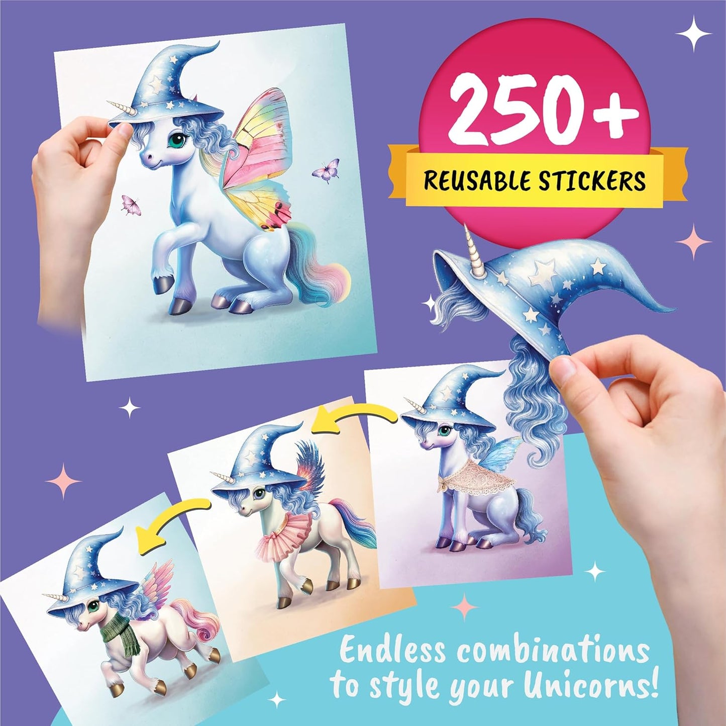 Sticker Dress Up Unicorn - Kids Activity Book Learn Fashion Design for Unicorn with Guides and 250+ Reusable Stickers. Gift for Girls Ages 5,6,7,8