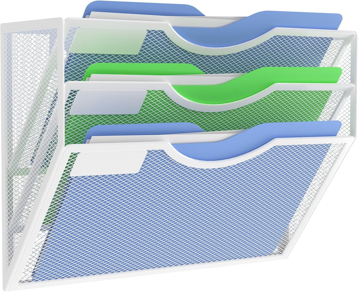 Kuntine.B Wall File Organizer Office Hanging Magazine Holder Wall File Organizer for Office Home (White, 3 Tier)