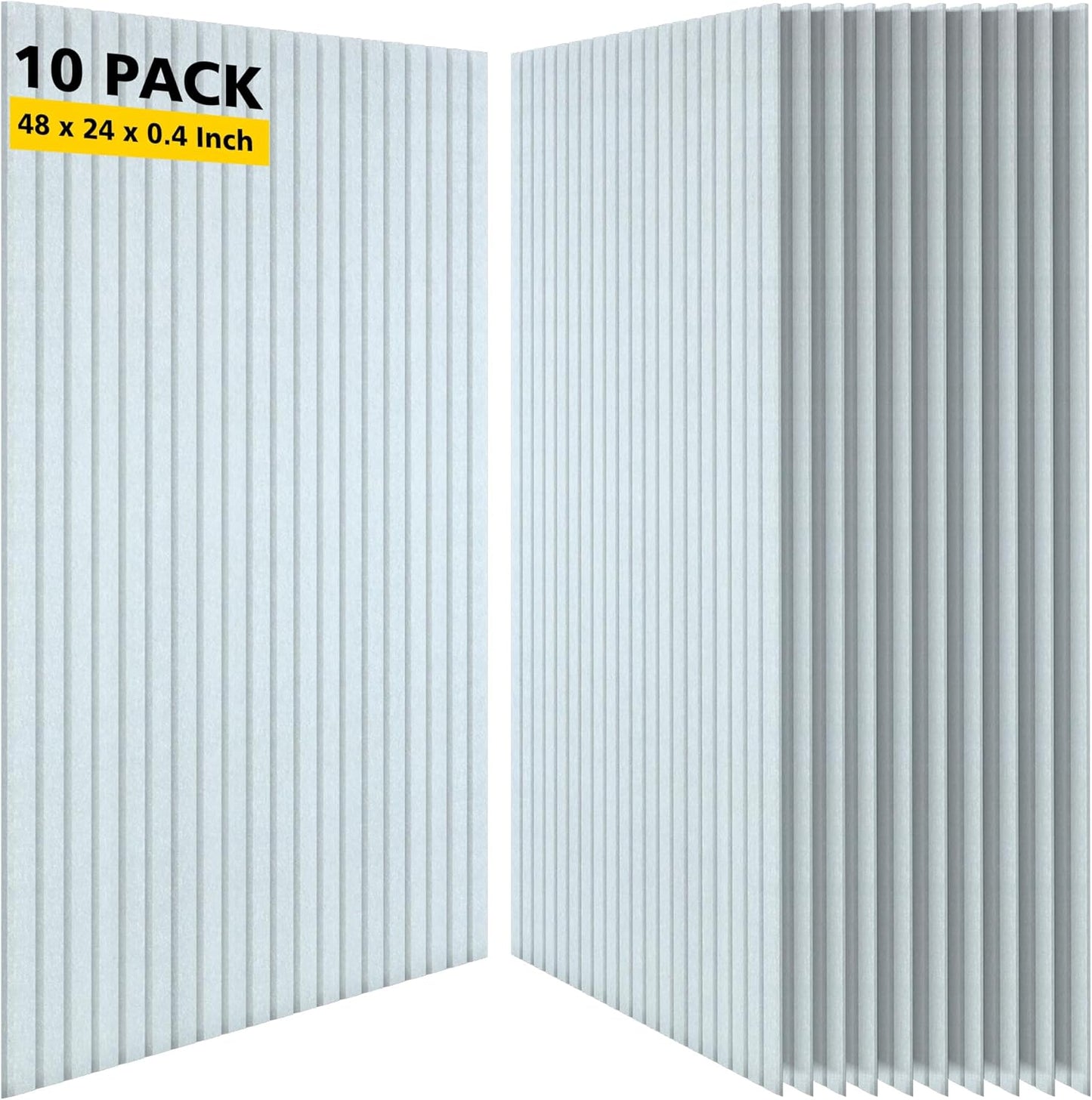 Acoustic Panels,10 Pack Sound Panels Noise Reducing for Walls,48"x24"x0.4" Soundproof Wall Panels,High-Density Acoustic Wall Panels,Decorative Wall Sound Absorbing Panel,White