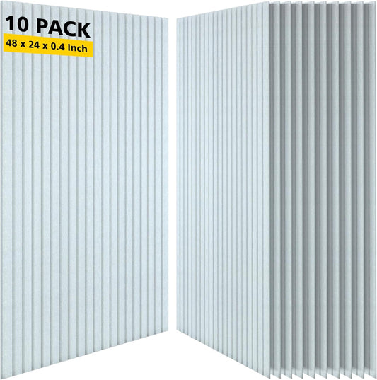 Acoustic Panels,10 Pack Sound Panels Noise Reducing for Walls,48"x24"x0.4" Soundproof Wall Panels,High-Density Acoustic Wall Panels,Decorative Wall Sound Absorbing Panel,White