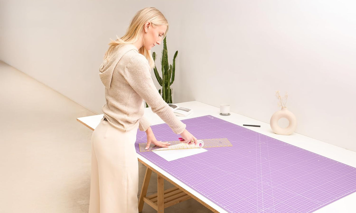 Elan Cutting Mat 36x60 Pink & Purple, Extra Large Self Healing Cutting Mat 36 x 60 Inch, 5-Ply Craft Board Pink, Hobby Board for Sewing and Quilting