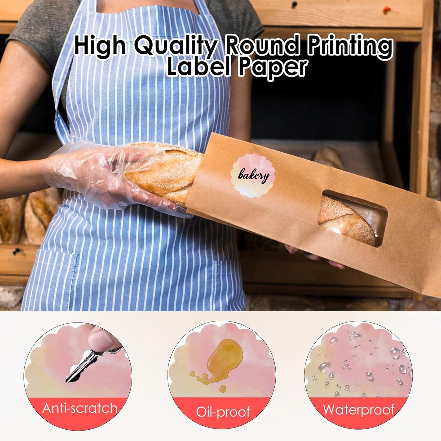 HuiJuKeJi 3 Rolls Thermal Round Label Paper,1.96 "x1.96 Gradient Label Maker Sticker for Phomemo M220/M200/M221/M110 Printer,Multi-Purpose Self-Adhesive Waterproof Labels for Barcode,DIY,Logo,Thanks