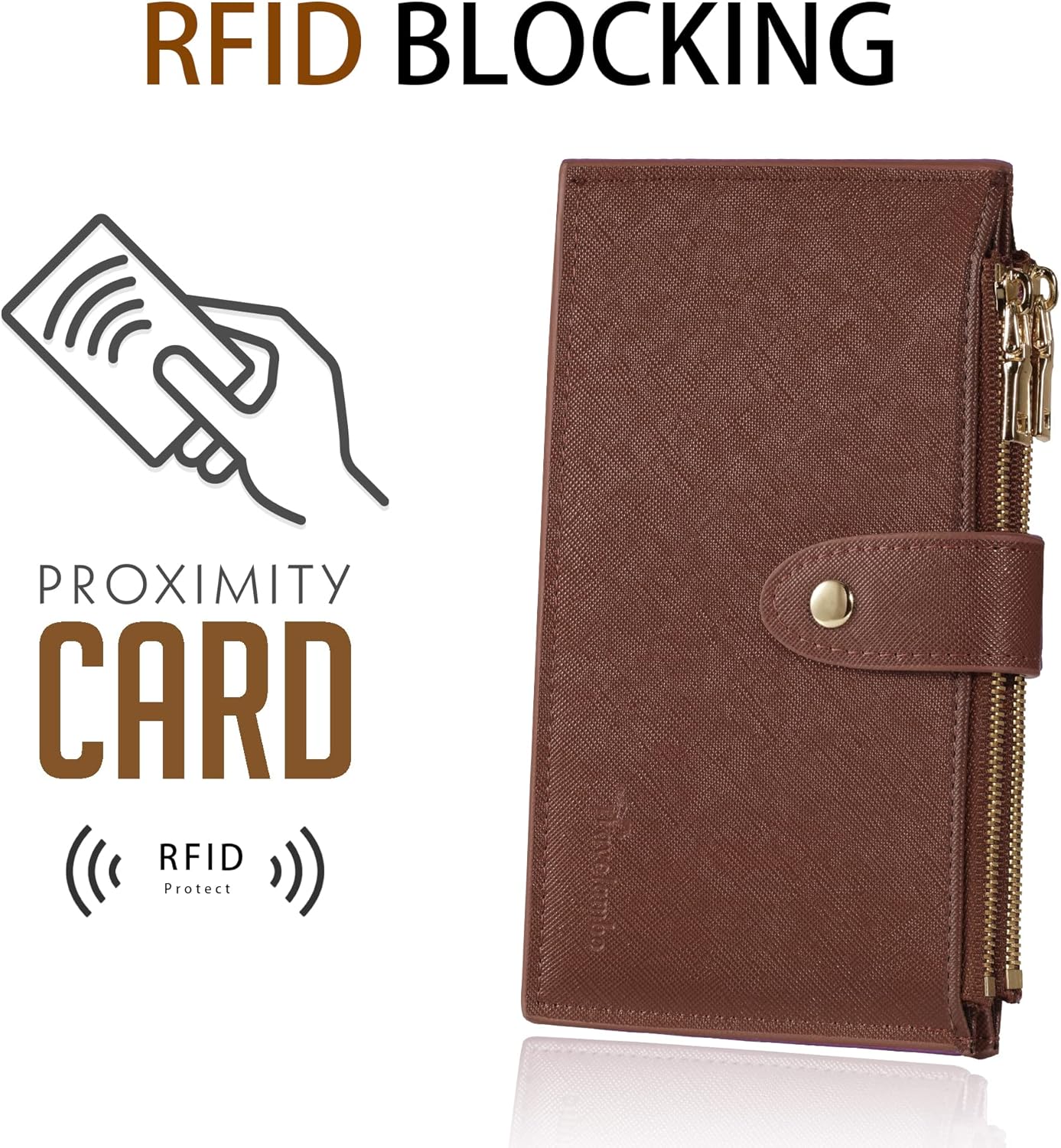 Travelambo RFID Wallet Women Large Size Bifold Multi Card Wallet Case with Zipper Pocke Credit Card Holder for Women