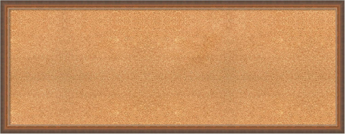 Amanti Art Natural Cork Board for Wall, 20x52 Vision Board with Bronze Frame, Oversize Corkboard Office Decor for Home Organization, Modern Corkboard Pinboard to Display Items for Home Organization