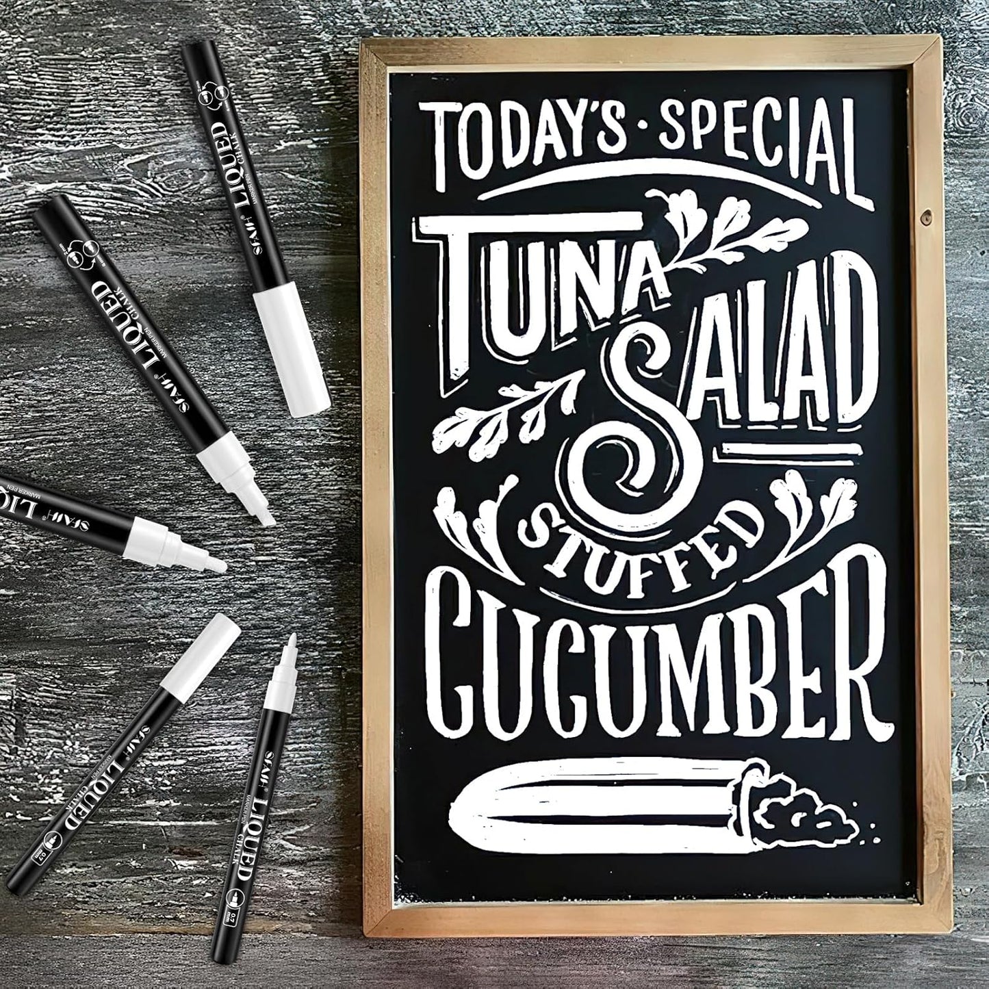 SFAIH White Liquid Chalk Marker Pen - 8 Wet Erase Chalkboard Markers for Blackboard, Signs, Windows, Glass, 4.5-6mm Reversible Tip & 0.7-1mm Fine Tip