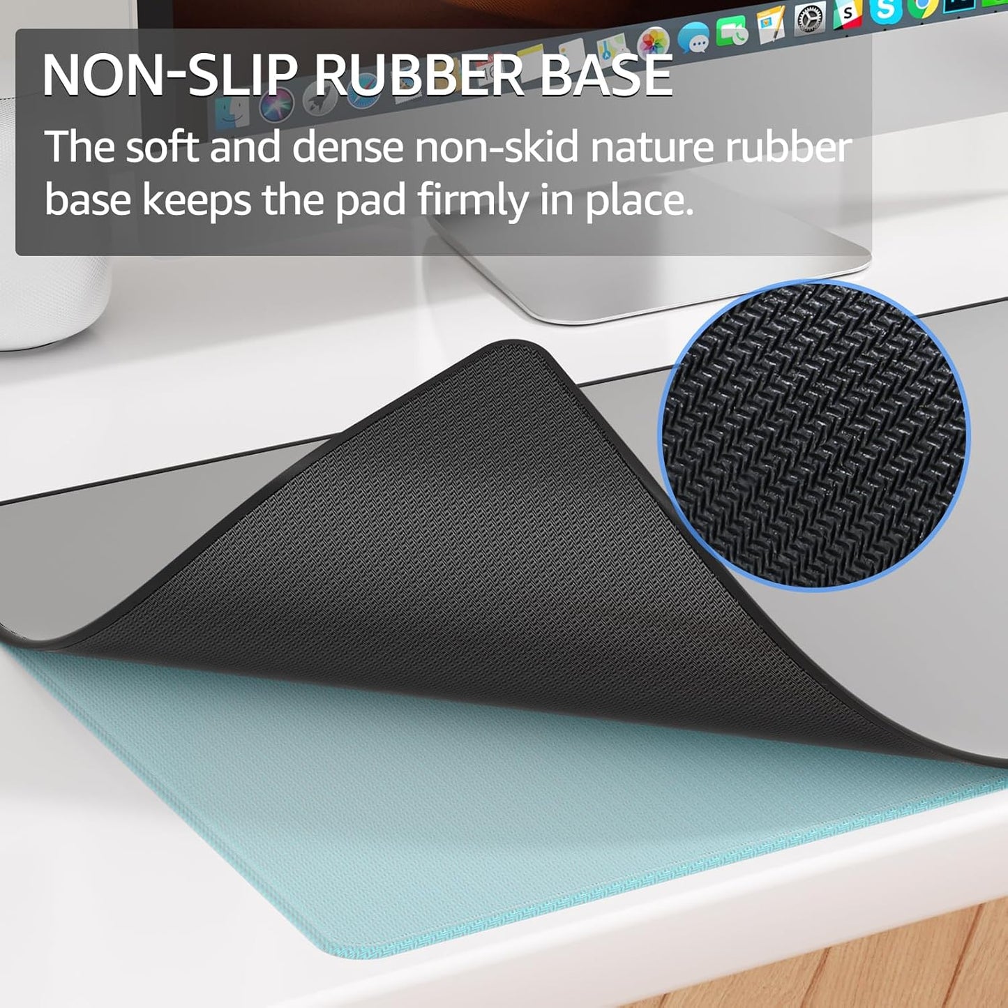 KTRIO Large Gaming Mouse Pad with Stitched Edges, Extended Mousepad with Superior Micro-Weave Cloth, Non-Slip Base, Water Resist Keyboard Pad for Gamer, Office & Home, 31.5x15.7in, Silver Grey