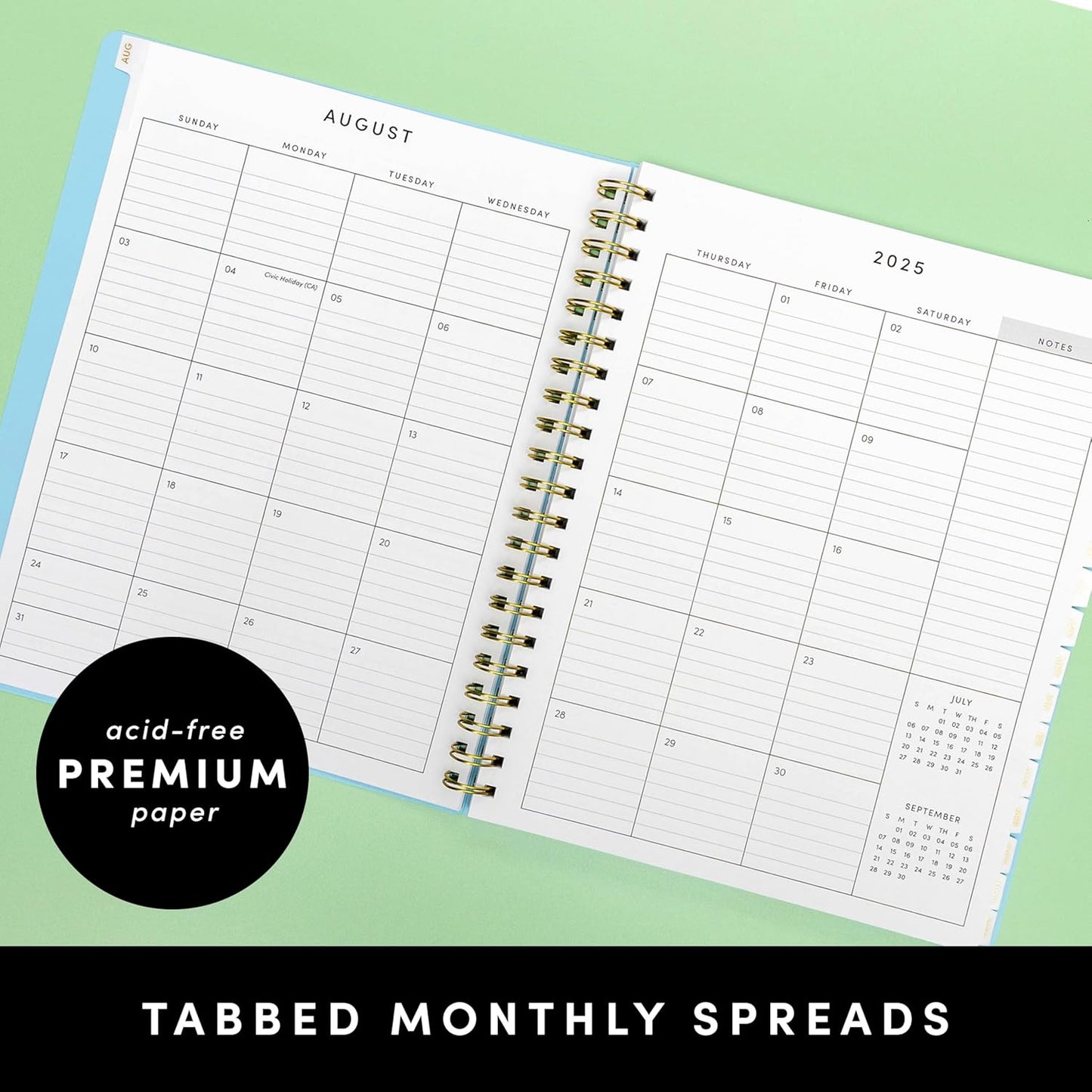 PAPERAGE 17 Month Academic Planner 2025-2026, Weekly & Monthly Spreads, August 2025 - December 2026, Large (8.5 in x 11 in), Black