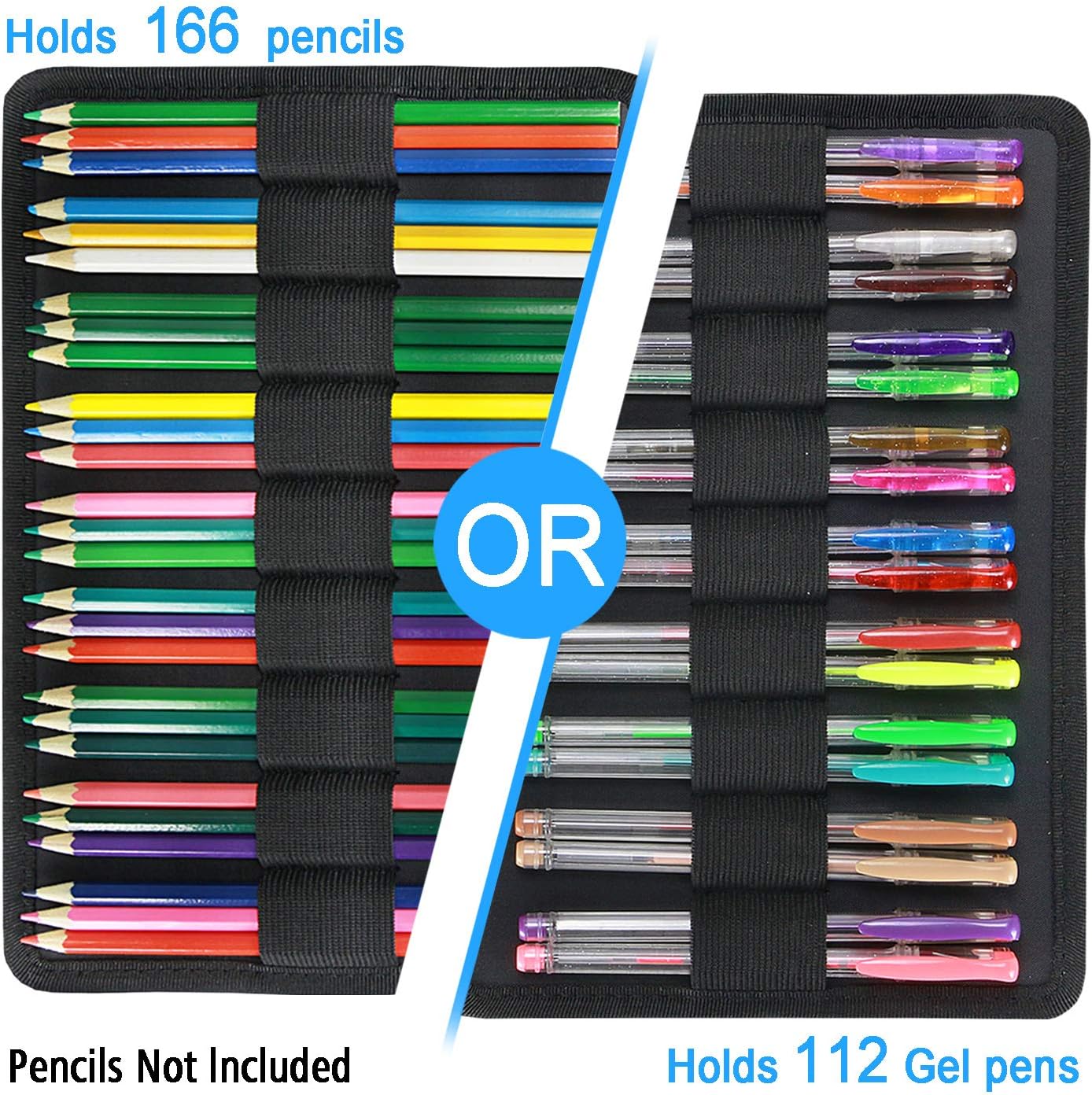 YOUSHARES 166 Slots Colored Pencil Case, 110 Slots Gel Pens fo Coloring Case Organizer, Handy Multilayer Color Pencil Holder for Glitter Gel Pens, Refills, Colored Pencils for Adults & Artist (Purple)