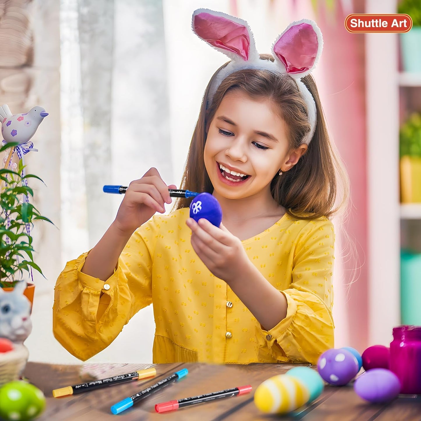 Shuttle Art 36 Colors Dual Tip Acrylic Paint Markers, Brush Tip and Dot Tip Acrylic Paint Pens for Rock Painting, Ceramic, Wood, Canvas, Plastic, Glass, Stone, Calligraphy, Card Making, DIY Crafts