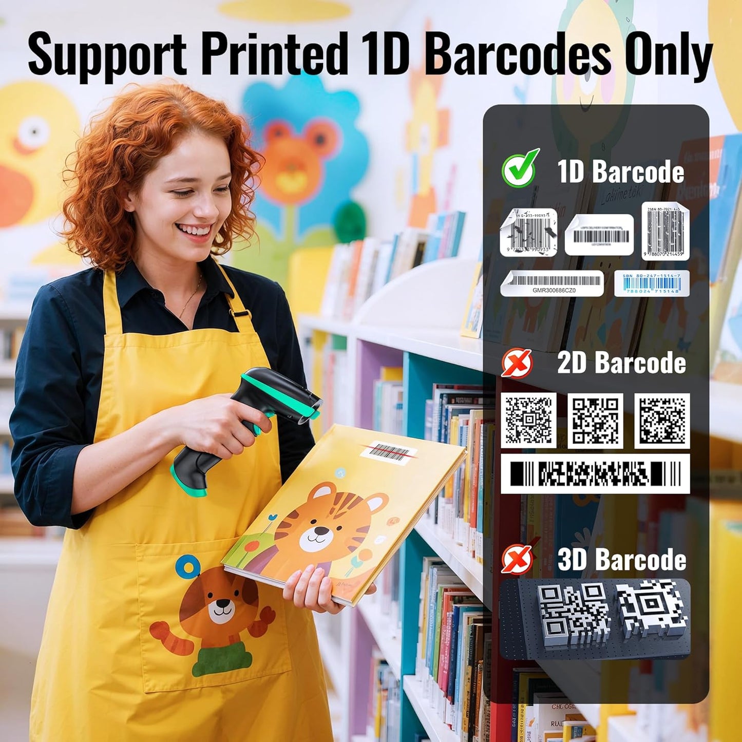 Tera Barcode Scanner 1D Wireless with Battery Level Indicator Versatile 2-in-1 (2.4Ghz Wireless+USB 2.0 Wired) 328 Feet Transmission Distance Rechargeable Barcode Reader USB Handheld Bar Code Scanner