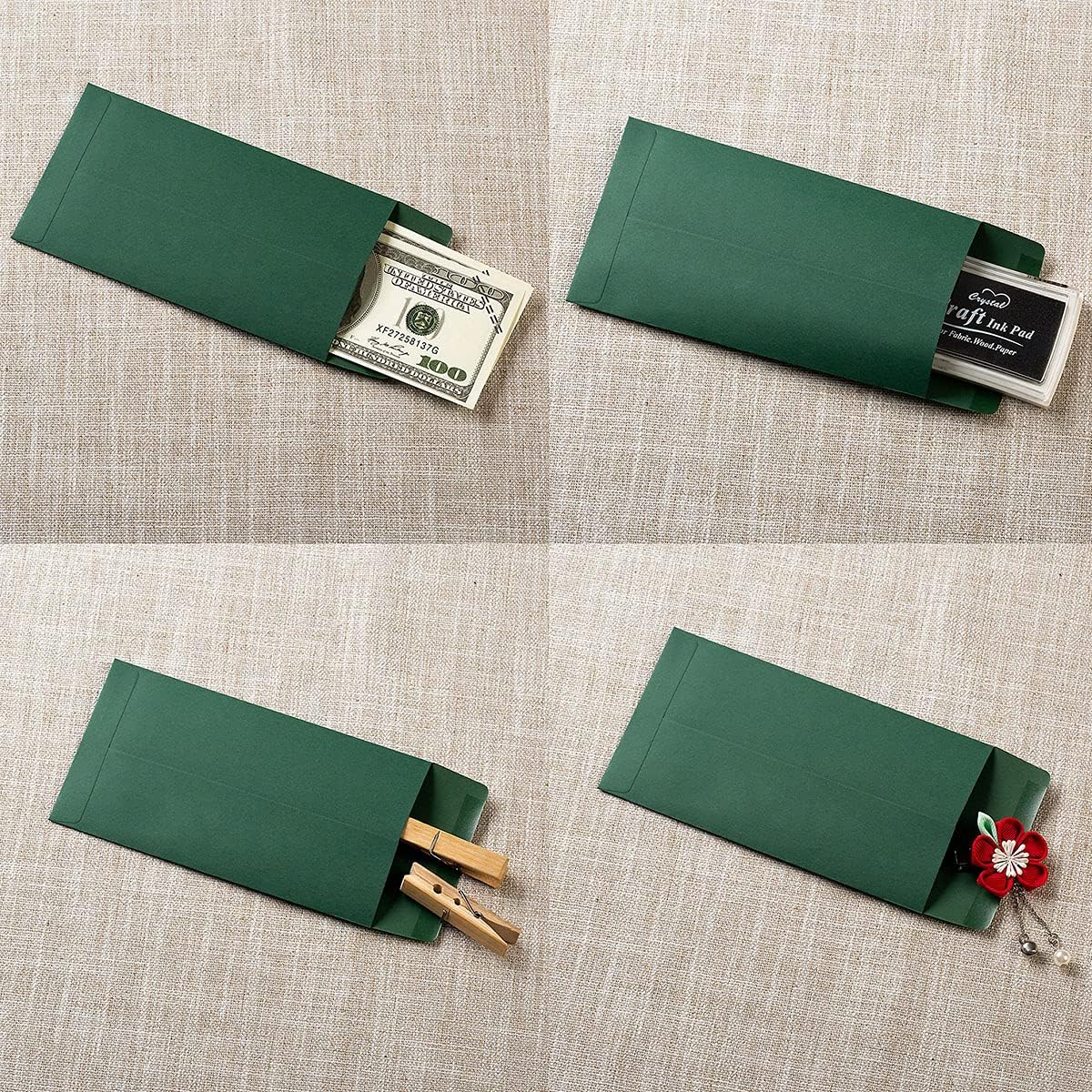 200 Pack Small Coin Envelopes Kraft Paper Seed Envelopes Mini Parts Small Items Stamps Storage Packets Envelopes Self-Adhesive for Garden, Office or Wedding Gift, (2 1/4 x 3 1/2 Inch, Green)