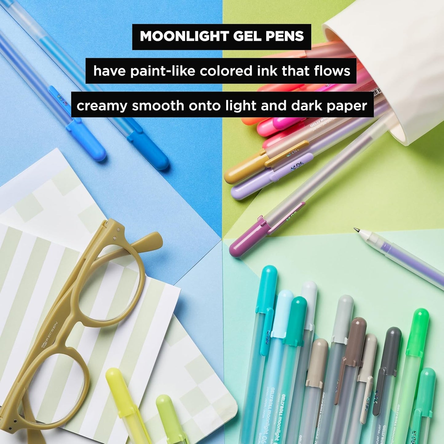 SAKURA Gelly Roll Moonlight 10 Gel Pens - Bold Point Ink Pen for Journaling, Art, or Drawing - for Art Gifts, DIY Projects - Assorted Bright Ink - Bold Line - 10 Pack