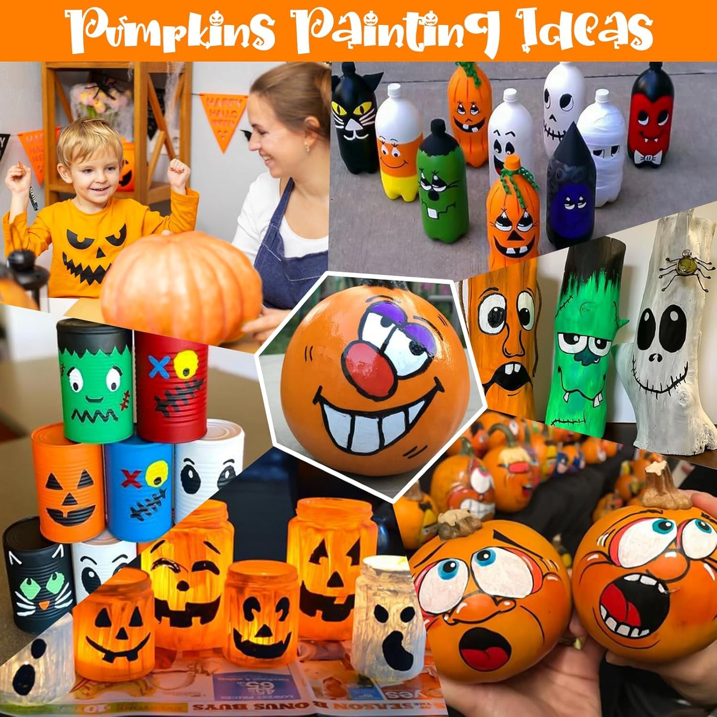 SFAIH Halloween Acrylic Creative Markers - 24 Colors 3mm Replaceable Nibs, Ultra-High Coverage, Large Ink Capacity, Drawing Markers for Pumpkin Painting, Graffiti Wood Fabric Rock Glass DIY Crafts