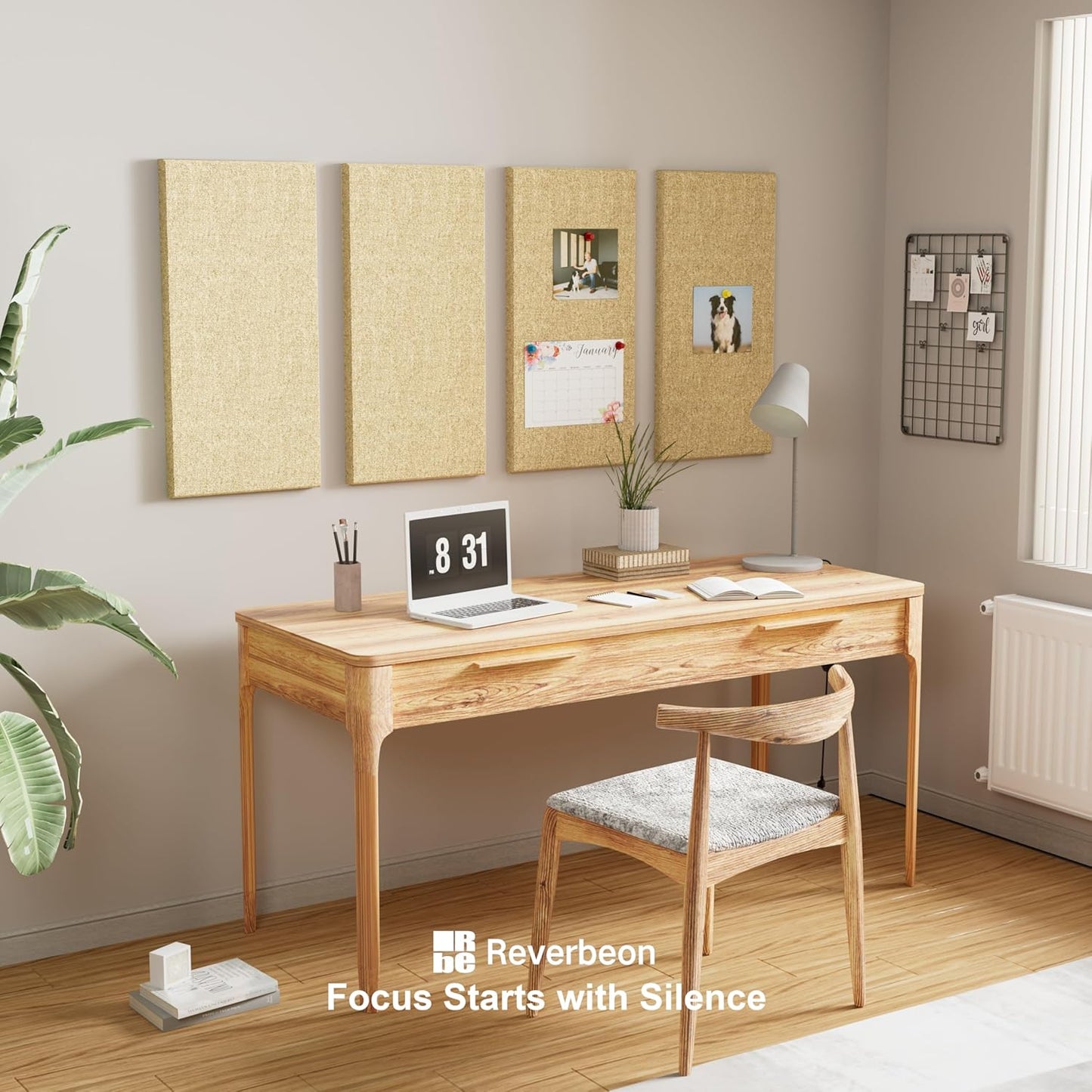 4PCS Acoustic Panels, 24"x12" Acoustic Panels for Walls, Self-Adhesive Sound Absorbing Panels for Home, Office, Studios (Khaki Beige)