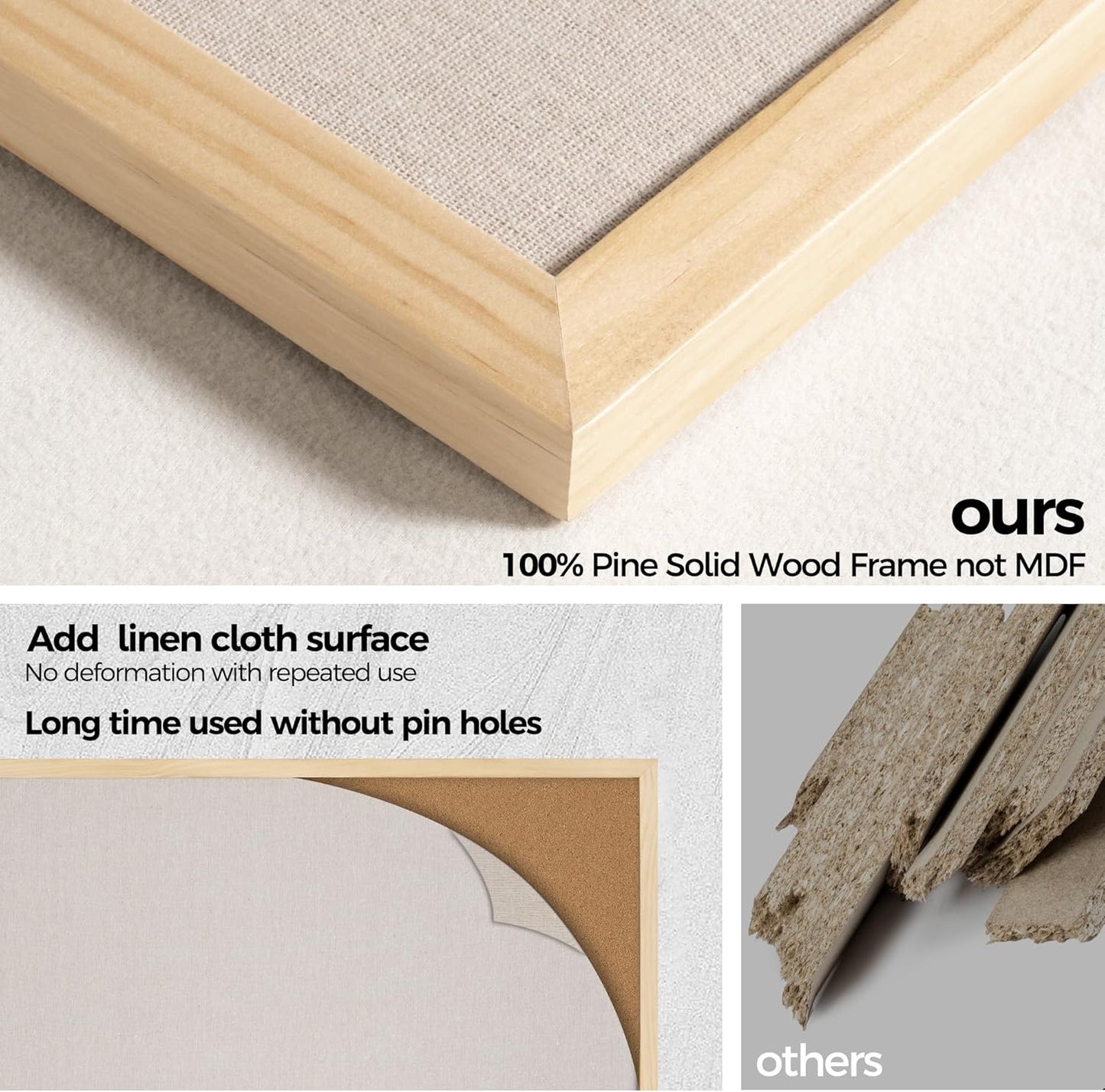 Fun Memories Cork Board Bulletin Board for Office, 20" x 30" Pine Wooden Framed Corkboard, Wall Mounted Notice Pin Board for School Home & Office, Natural Wood