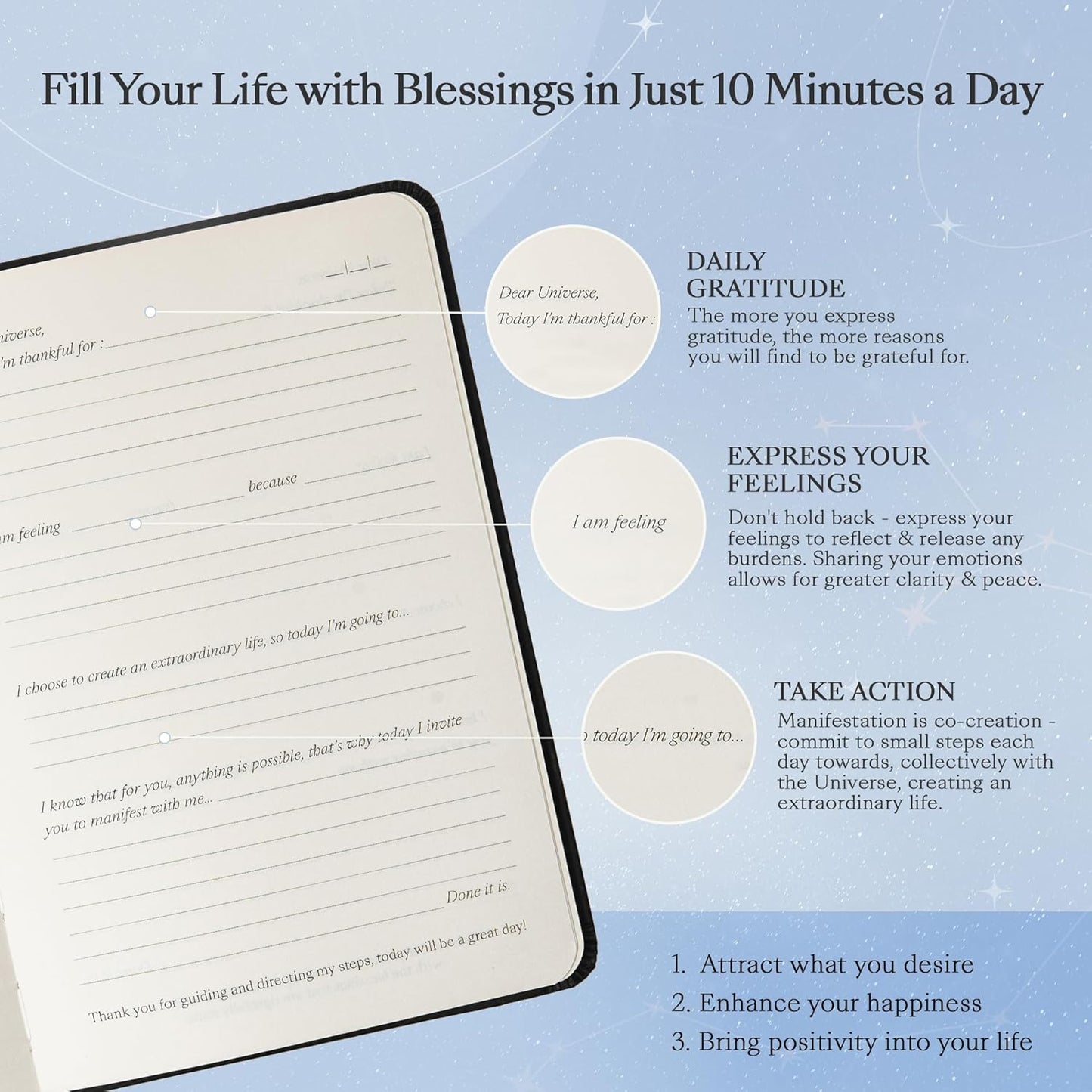 Daily Gratitude Journal (with 160 pages) | Letters to the Universe | Gratitude and Manifestation Journal | Thoughtful Spiritual Gift - English Version