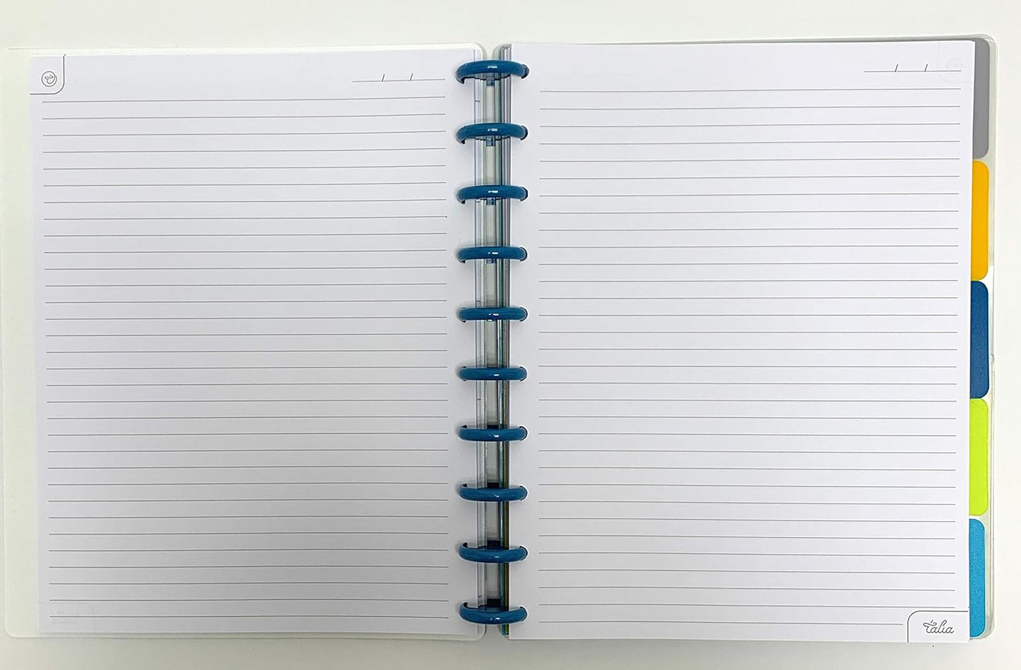 Talia Discbound Notebooks, Planner, Customizable, (Fireworks Deep Lake with deep Lake Blue Discs, Midsize (7.5in x 9.75in))