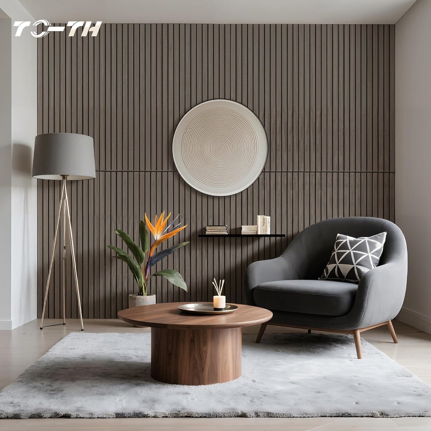 TO-TH Wood-Look Acoustic Wall Panels, 10 Pack 47.2” x 23.6” Acoustic Panels, Decorative Sound Absorbers Sound Dampening Panels for Home, Office, Basement, Walnut