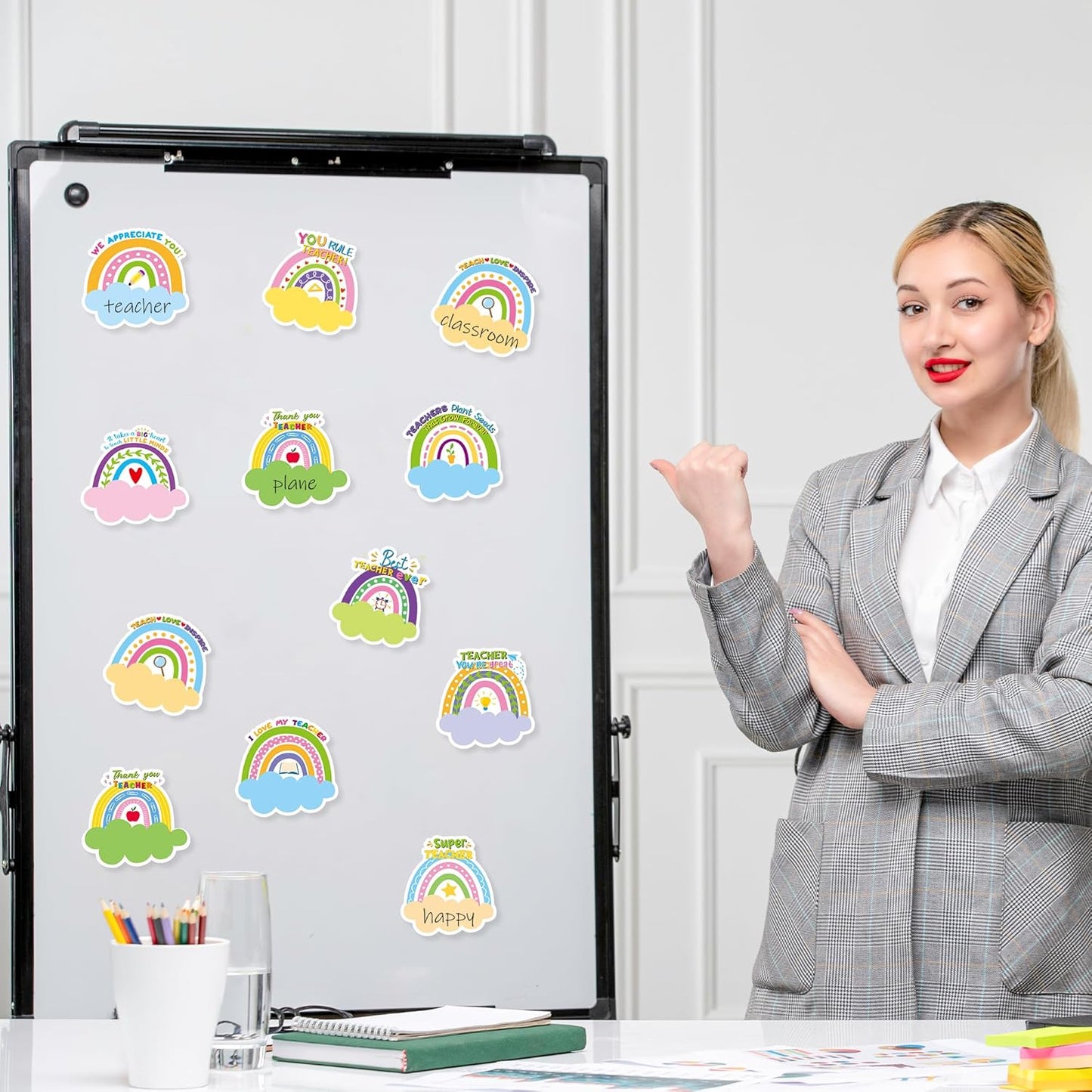 Xqumoi 30 Pack Teacher Sticky Notes - Rainbow Self Sticky Notepads Teacher Notepads Writing Memo Pads Teacher Appreciation Gift Back to School Office Supplies Birthday Party Favors Goodies Bag Fillers