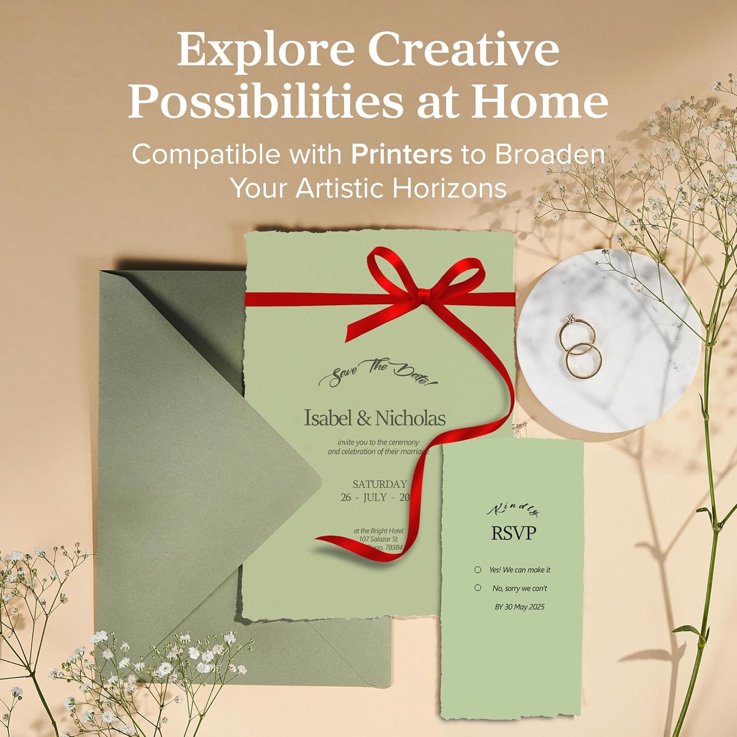 Wanderings A5 Handmade Deckled Edge Cotton Paper - Cold Pressed Texture - Paint, Watercolor, Writing, Printer - Cards, Invitations, Menus, Arts and Crafts. 50 Pack White 150gsm - 8.25"x11.7"