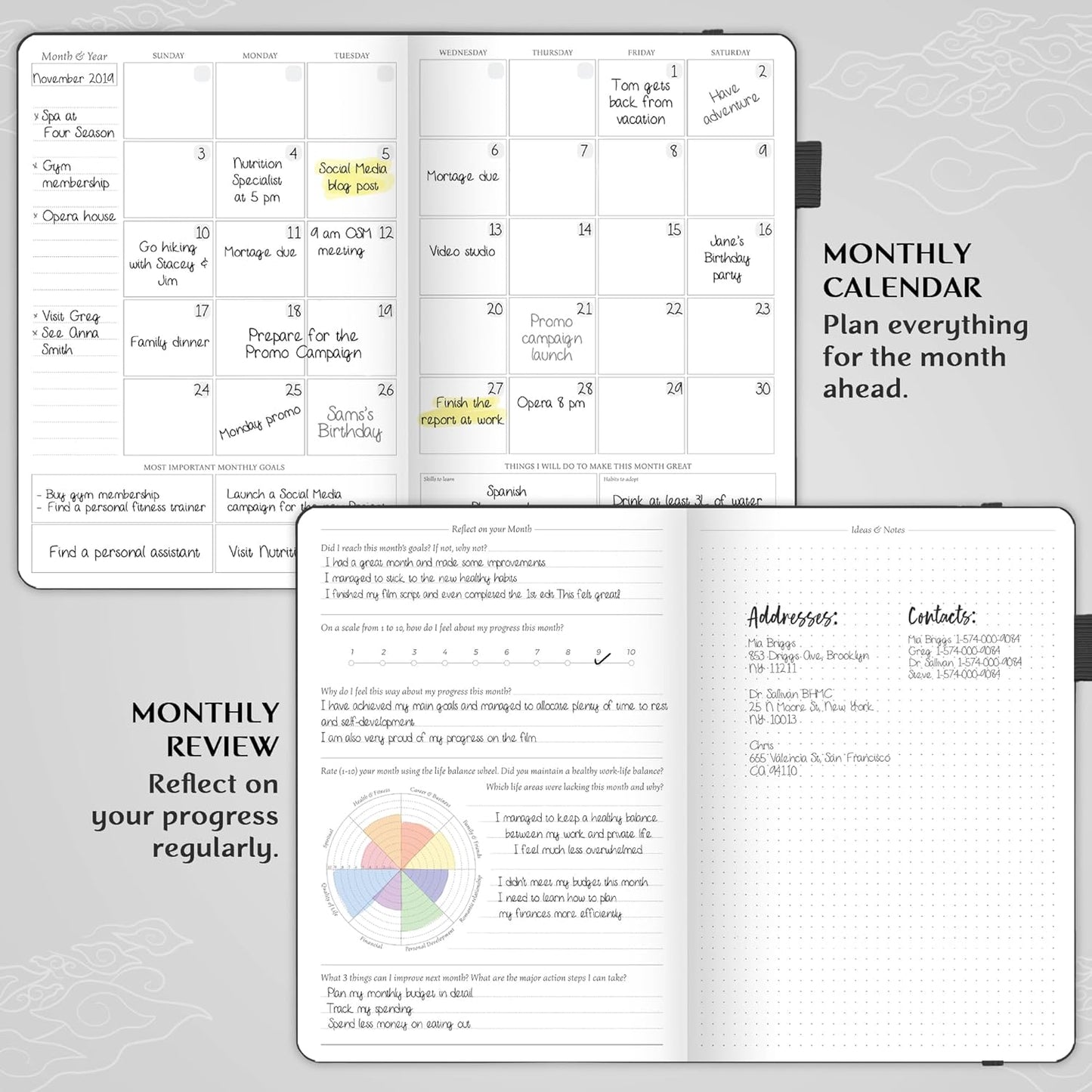 Legend Planner PRO – Deluxe Weekly & Monthly Life Planner to Increase Productivity and Hit Your Goals. Time Management Organizer Notebook – Undated – 7 x 10" Hardcover + Stickers – Black