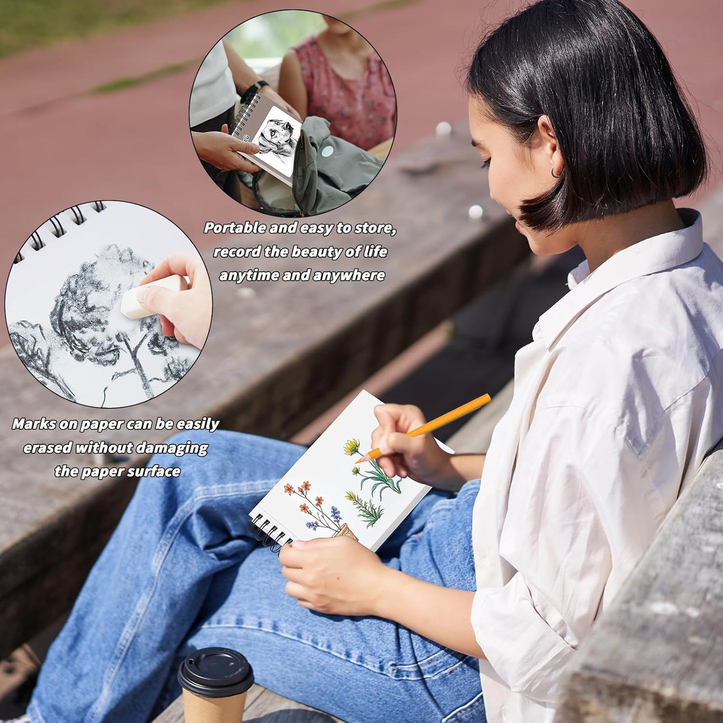 6 Pcs Sketch Book Bulk 9 x 12 In,600 Sheets Total Drawing Paper Pad Top Spiral Bound Sketch Pad Mixed Media Sketchbook 68lb/100gsm Thick Paper Acid Free Art Supplies for Kid Adult Painting Beginner Artist