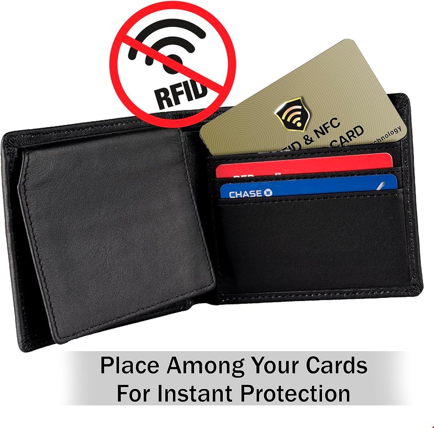 SaiTech IT RFID Protected Cards, 3 Pack One Card Protects Entire Wallet Purse For Men & Women, NFC Contactless Bank Debit Credit Card Protector ID ATM Guard Card – Golden