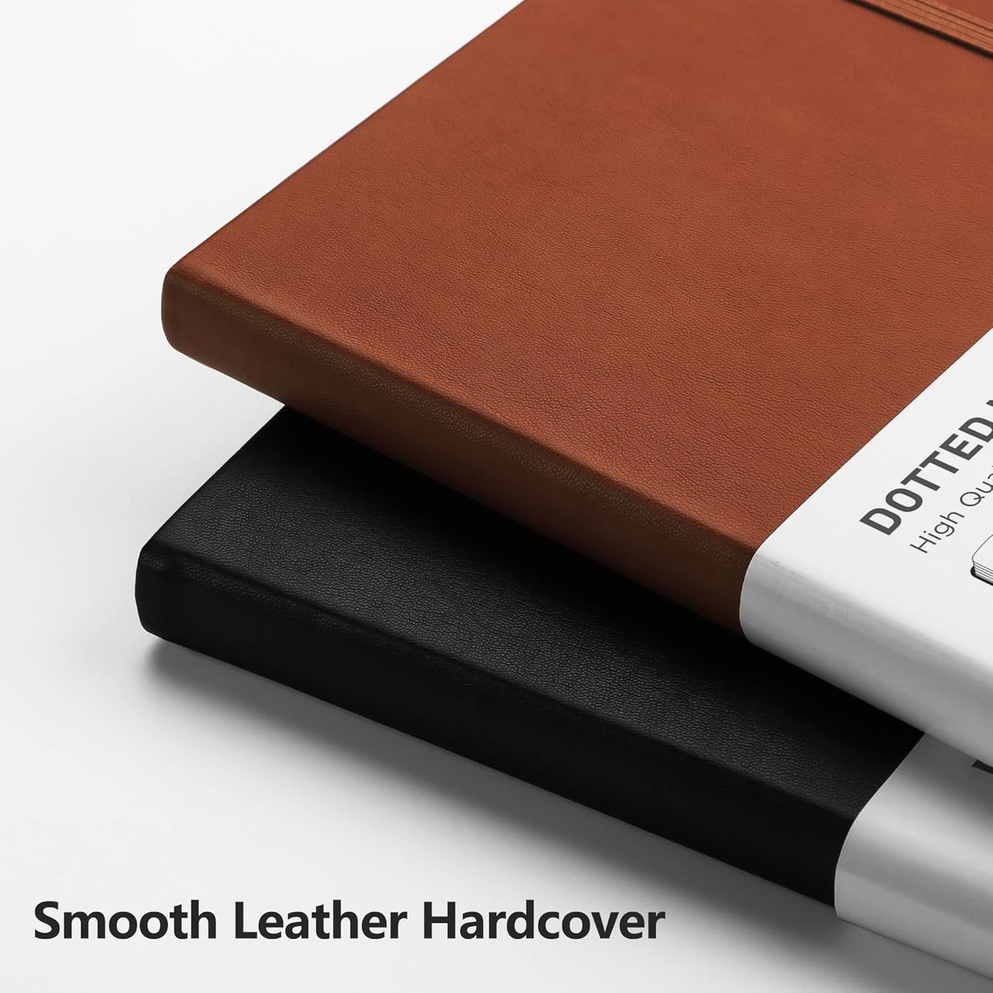 RETTACY Bullet Dotted Journal Notebook, 192 Pages, A5 Medium Size (5.7'' x 8.3''), Leather Hardcover, 100 GSM Thick Paper, for Bullet Journaling, Planning, Tracking (Black)