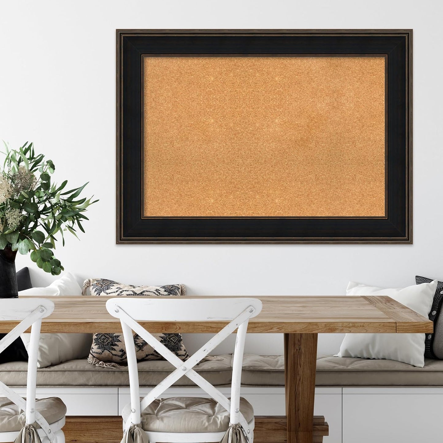 Amanti Art Natural Cork Board for Wall, 32x44 Vision Board with Brown Wood Frame, Large Corkboard Office Decor for Home Organization, Casual Corkboard Pinboard to display items for home organization