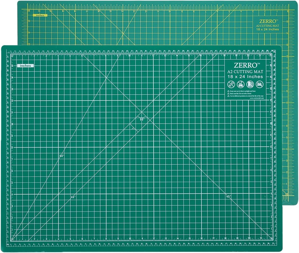 ZERRO Cutting Mat 18" x 24" Self Healing Professional Double Sided Sewing Rotary Mat Thick 5-Layer with Imperial/Metric (A2)