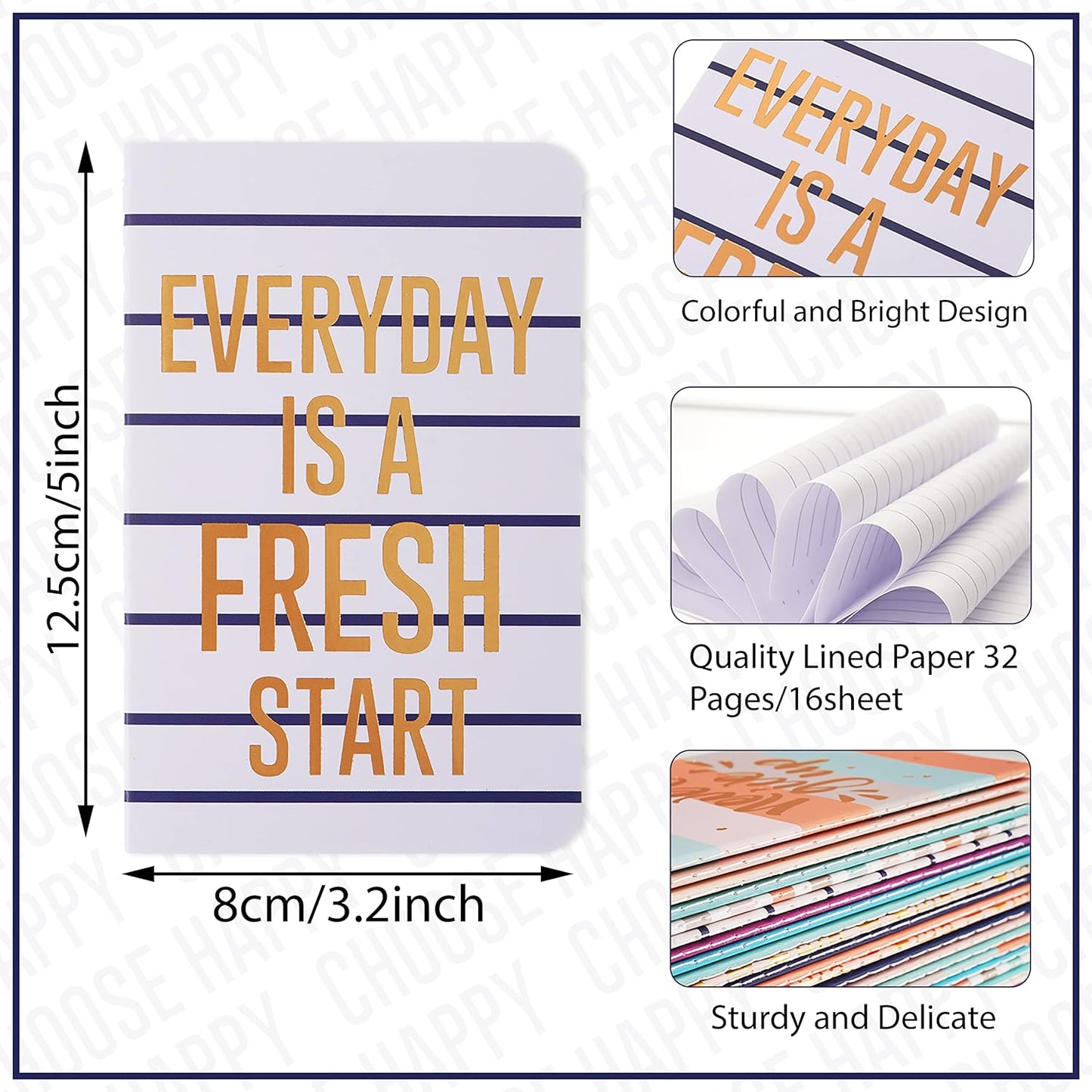 Cinrobiye 24 Pcs Mini Colorful Notebooks, Funny Motivational Journals Notepads Inspirational Notepads Small Pocket Notebook for Kids Teacher School Office Gift Bulk Prizes Travel Supplies (Gold)