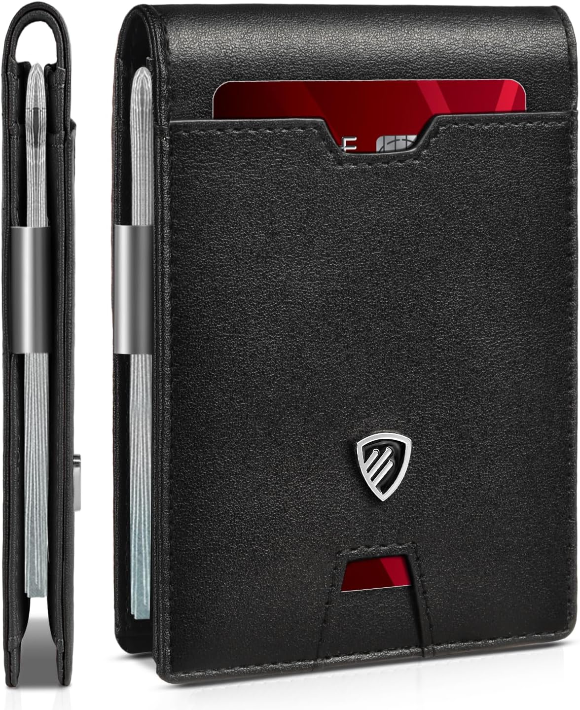 RUNBOX Mens Slim Wallet with Money Clip RFID Blocking Bifold Credit Card Holder for Men with Gift Box