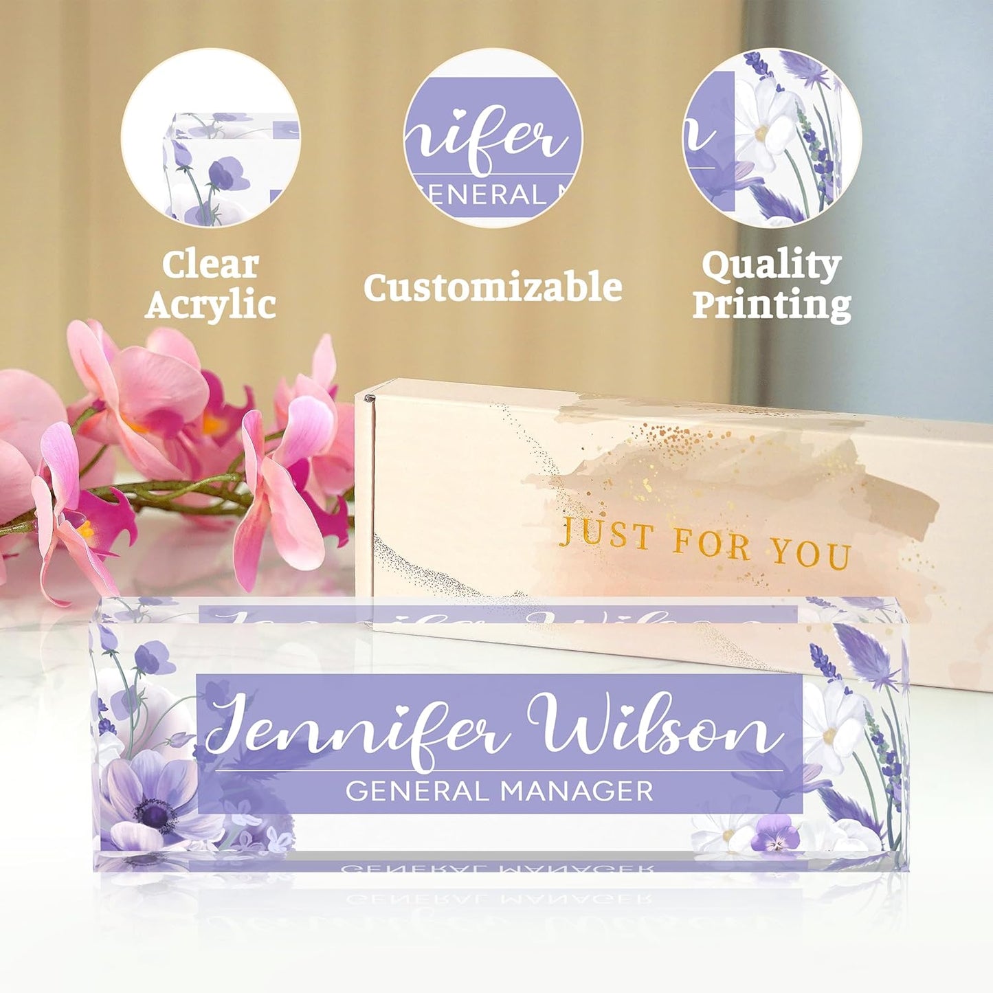 Name Plate for Desk, Desk Name Plate Personalized Office Desk Decor for Women and Men, Acrylic Desk Accessories, Employee Appreciation Gifts The Office Gifts for Boss, Manager, Teacher, Nurse