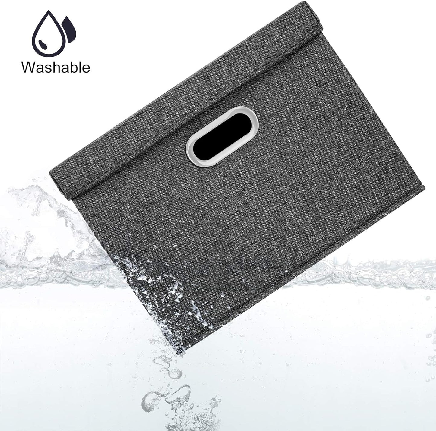 TYEERS Large Storage Bins with Lids, Collapsible, Washable, Fabric Storage Boxes for Organizing, 17.3x11.8x11.4 inches, 5 Pack, Black