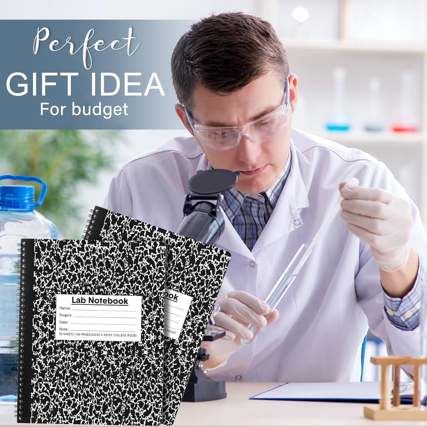 Carbonless Lab Notebook Carbon Copy Laboratory Engineering Chemistry Computation Notebook Science Grid Contains Set Pages Sheets Total Coil Binding(8.5'' X 11'',Black,2 Pack)