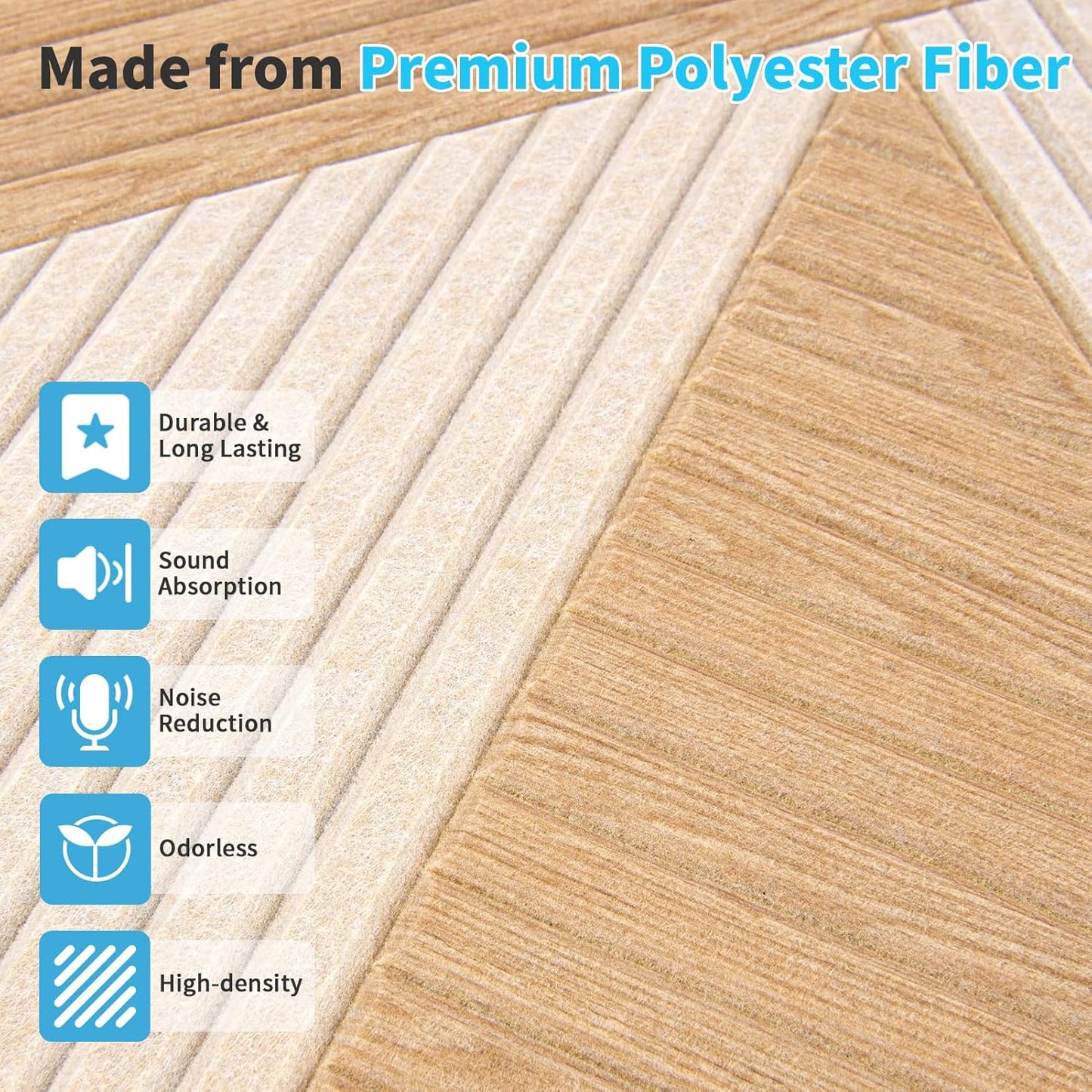 Art3d 6-Pack Self-Adhesive Acoustic Wall Panels for Home Décor, 24 x 24 Inch Soundproofing Panels for Office Studio Bedroom - High Noise Absorption Polyester Fiber, Dawn