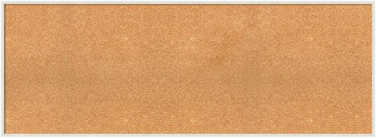Amanti Art Natural Cork Board for Wall, 19x51 Vision Board with White Frame, Oversize Corkboard Office Decor for Home Organization, Modern Corkboard Pinboard to Display Items for Home Organization in