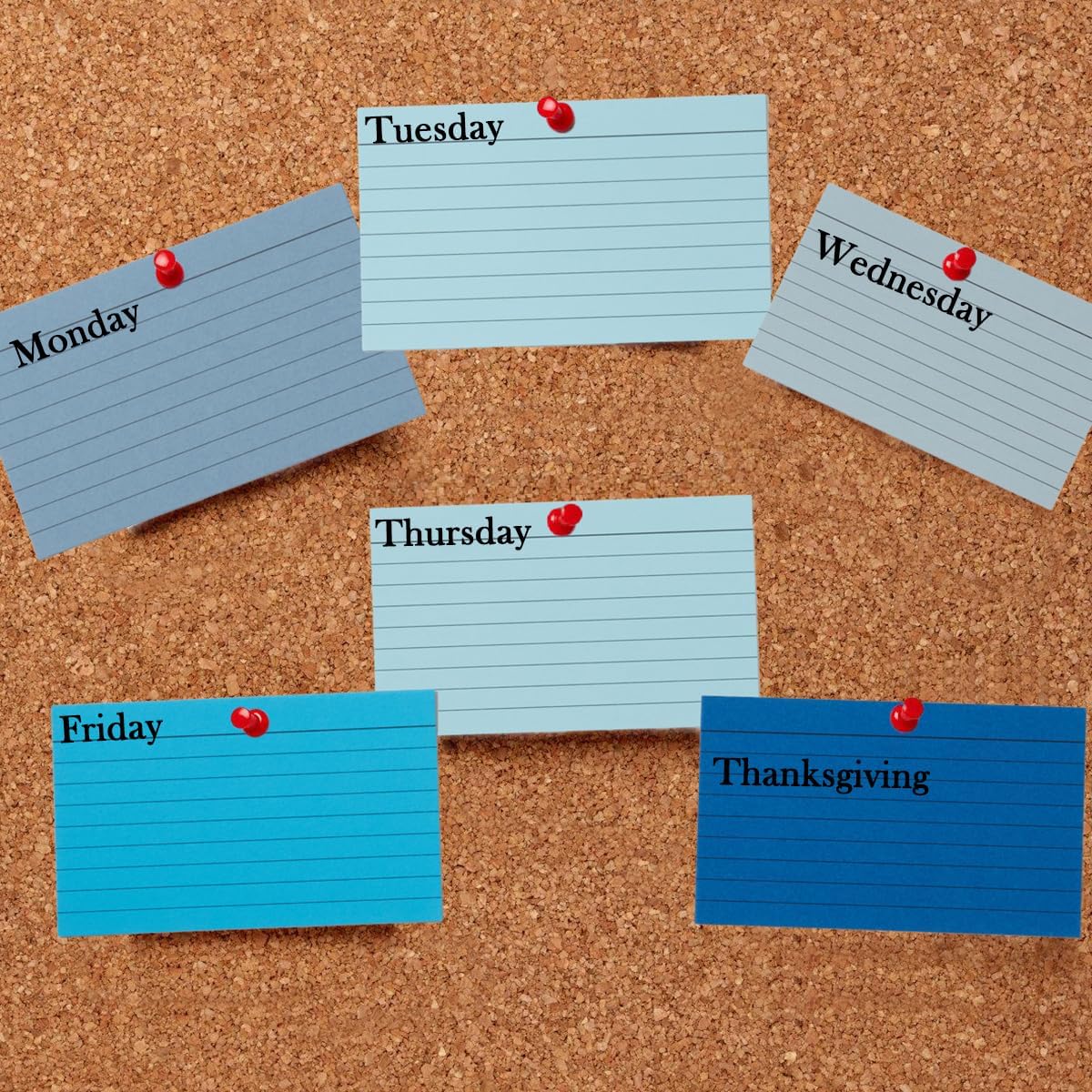 100 Sheets 3x5 Colored Ruled Note Cards Index Cards, 250 GSM Heavy Flashcards, 5 Blue