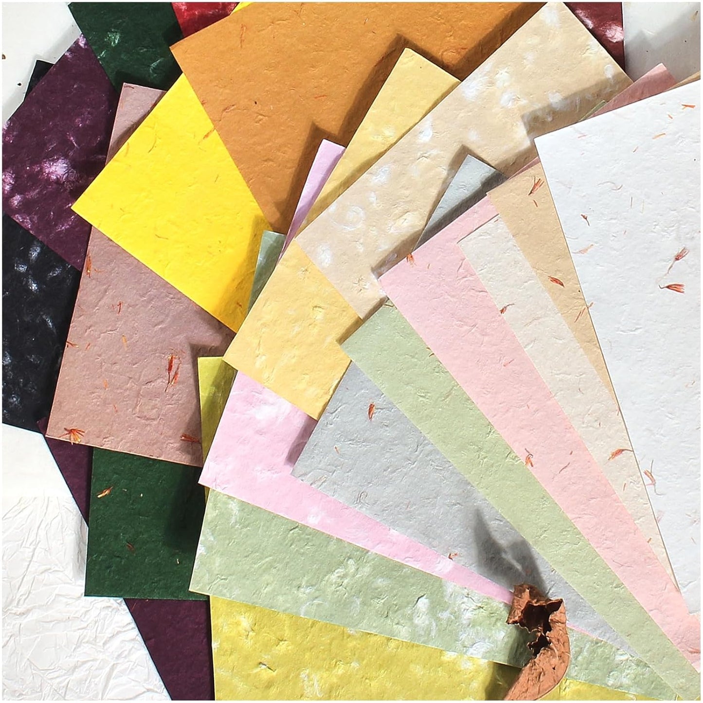 Textured Handmade Paper Sheets for Crafts, 21 Sheets A5 Thick Mulberry Scrapbook Paper for Card Making Supplies, Embossed, DIY Art Junk Journal, Collage, Mixed Media