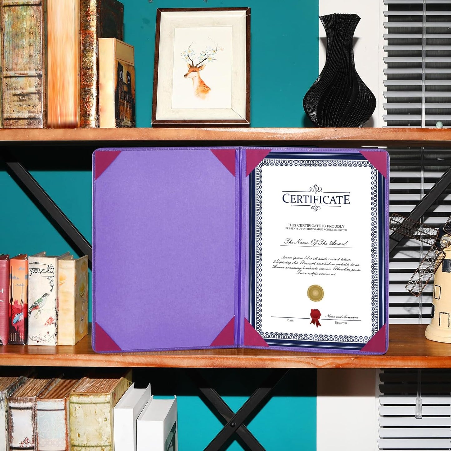 Tenare 10 Pcs Leather Certificate Holder 8.5 x 11 Inch PU Black Red Blue Purple Phd Bachelor Master Diploma Cover Professional Award Folder for Official Graduation Competition Contest Charity (Purple)