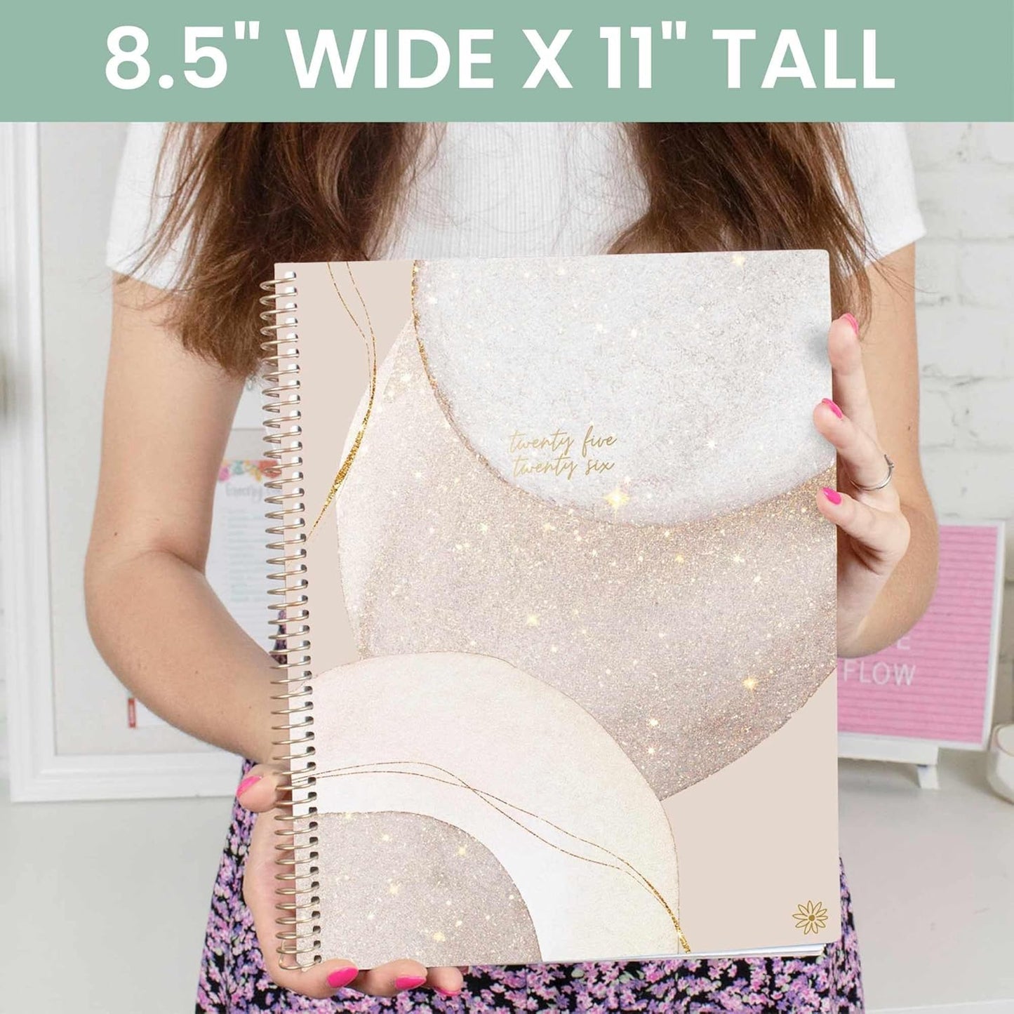 bloom daily planners 2025-2026 (8.5" x 11") Academic Year Day Planner (July 2025 - July 2026) - Aesthetic Weekly & Monthly Dated Agenda Organizer with Stickers - Brushed Beige