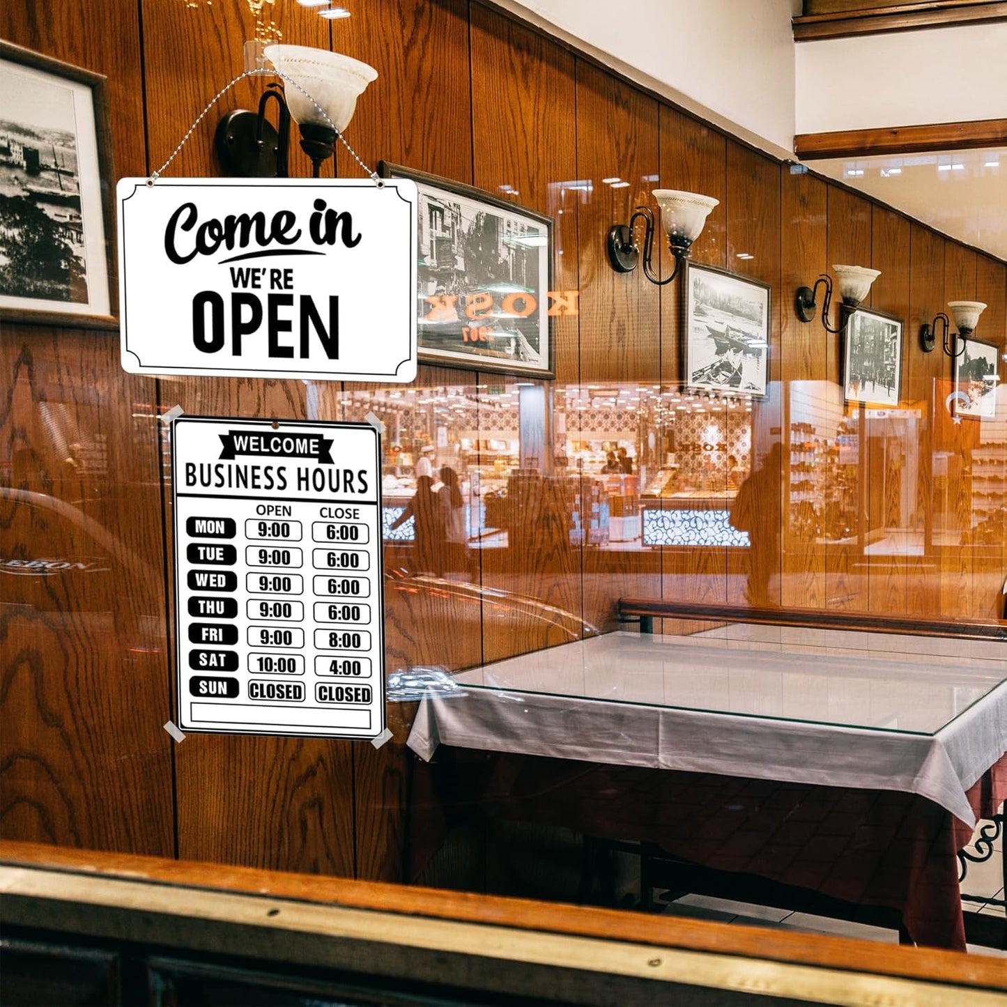 Open Closed Signs Business Hours Sign Set for Window Door Open Signs for Business Hour Closed Open Flip Sign Store Resturant Bar White