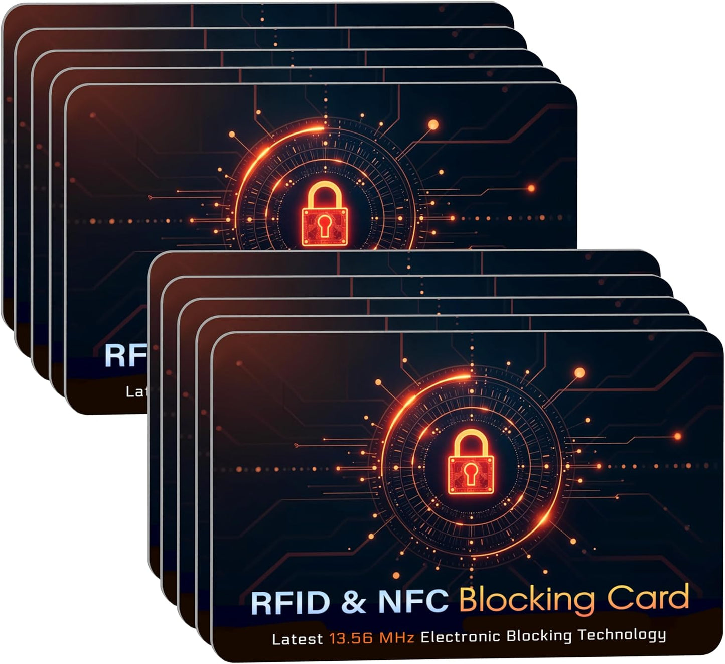 SaiTech IT 10 PK RFID Blocking Cards Protect Your Entire Wallet, Purse, and Cards from NFC Contactless Theft Wallet for Men & Women - Orange Black (10 Pack CL)