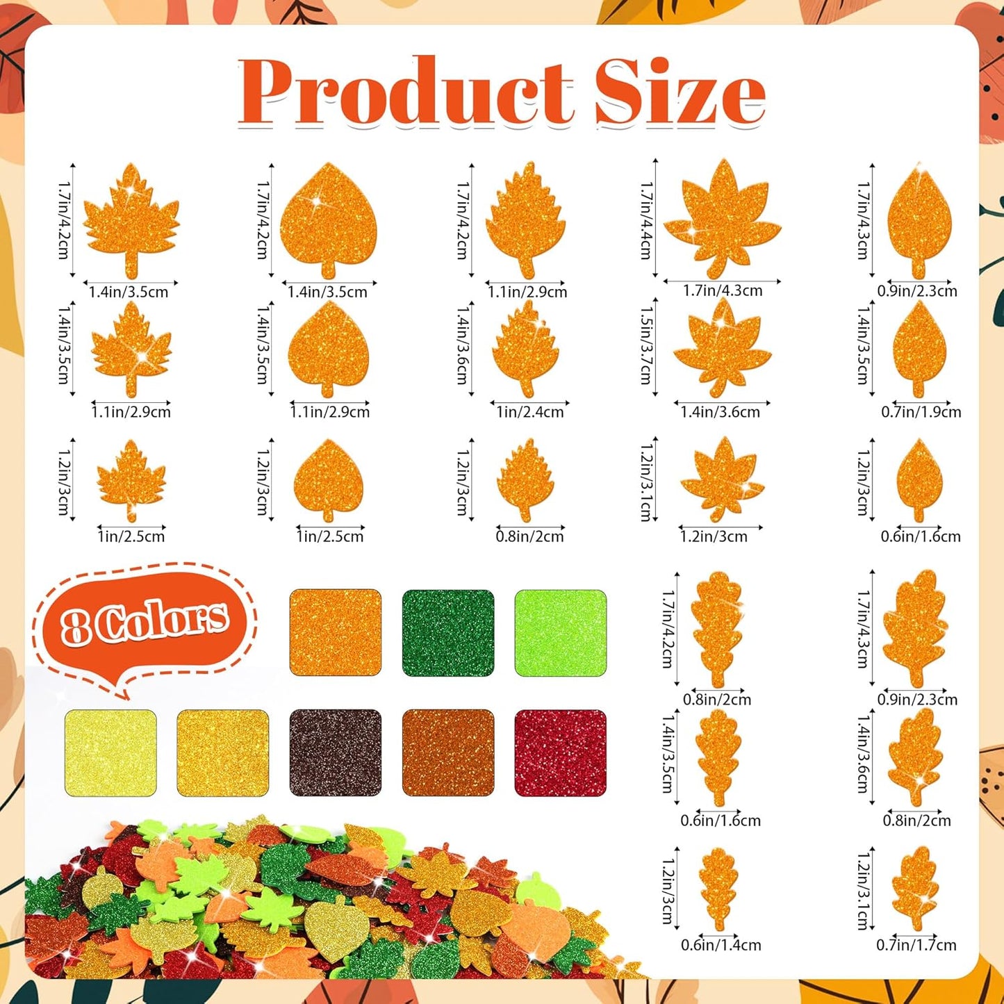 584 PCS Fall Stickers Glitter Foam Stickers for Kids Crafts, Autumn Leaf Maple Leaves Self Adhesive Stickers for Thanksgiving Party Supplies Gift DIY Arts Greeting Card Envelopes Home Decor