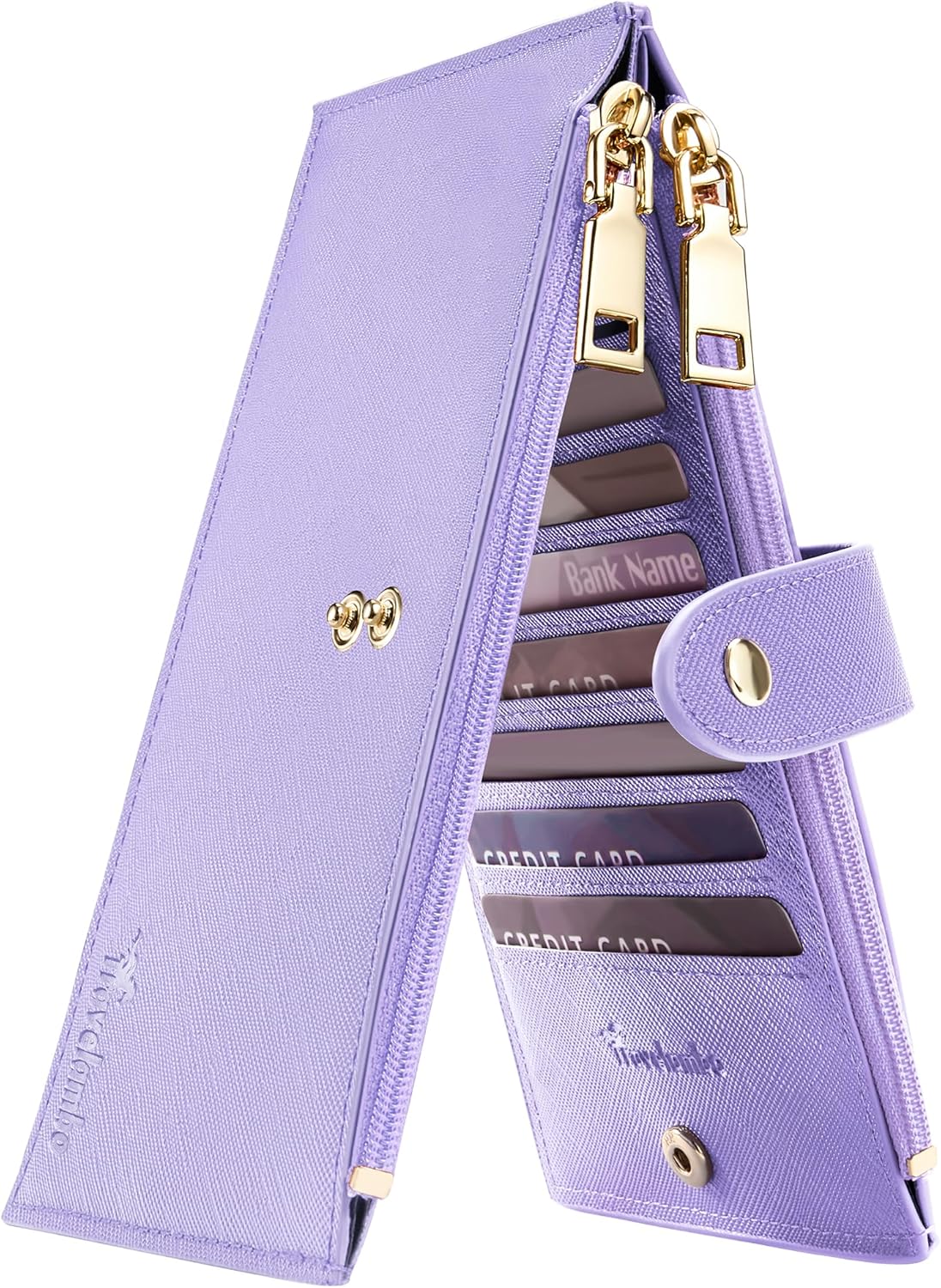 Travelambo RFID Wallet Women Large Size Bifold Multi Card Wallet Case with Zipper Pocke Credit Card Holder for Women